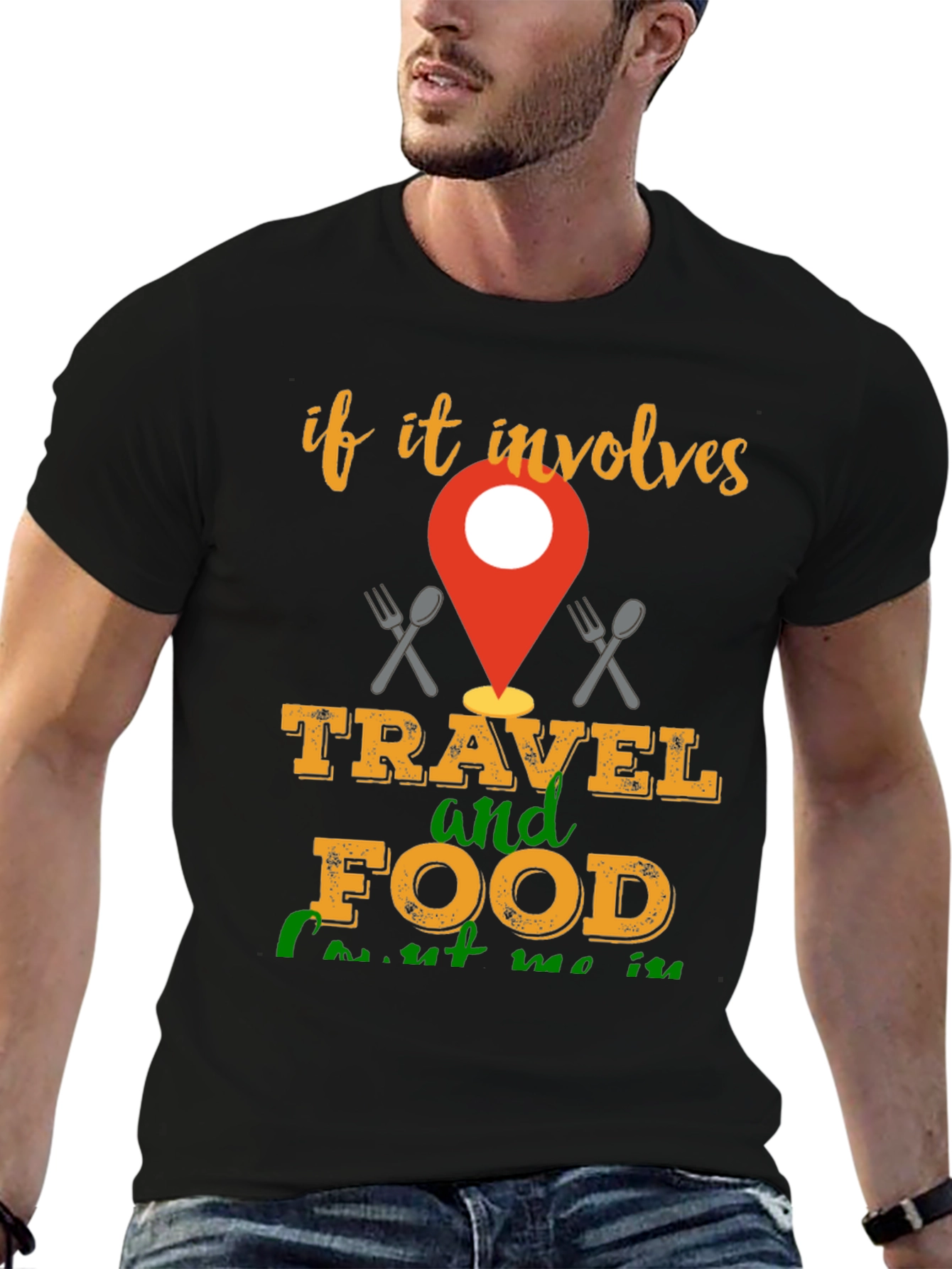 Black Travel & Food T-Shirt - Involve Me! view 6