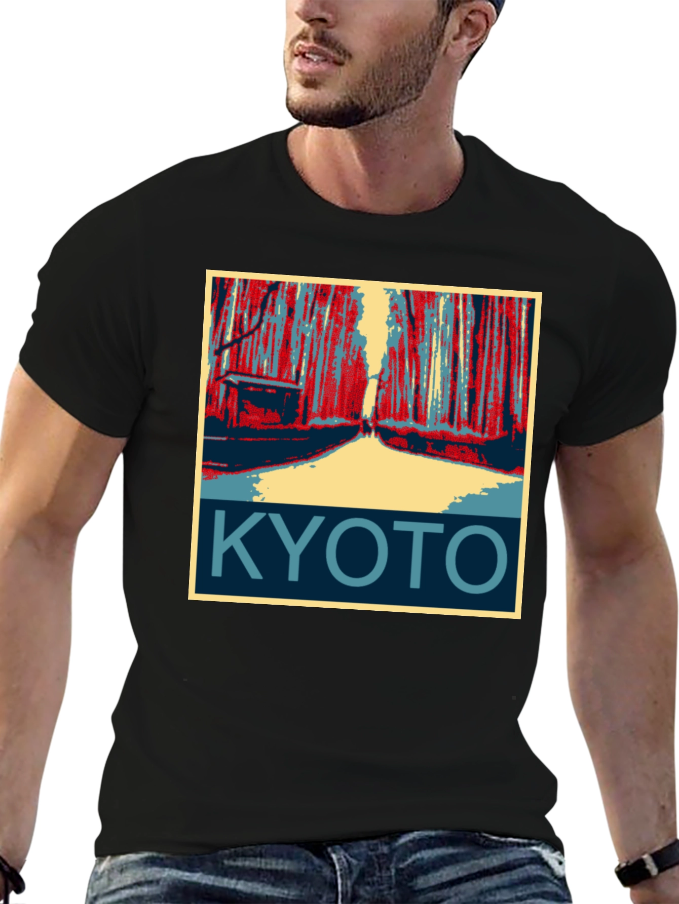 Black Kyoto Japan Graphic T-Shirt  view 6