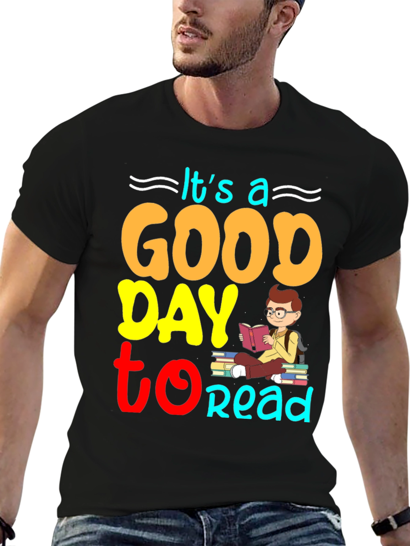 Black It's a Good Day to Read T-Shirt view 6