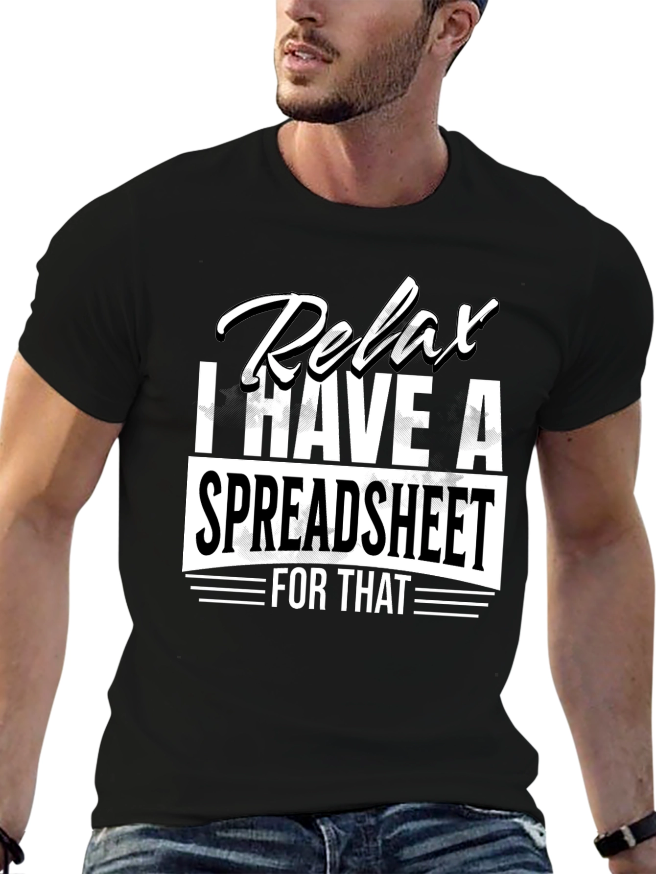 Black Relax Spreadsheet T-Shirt - Funny Data Analyst Tee view 6
