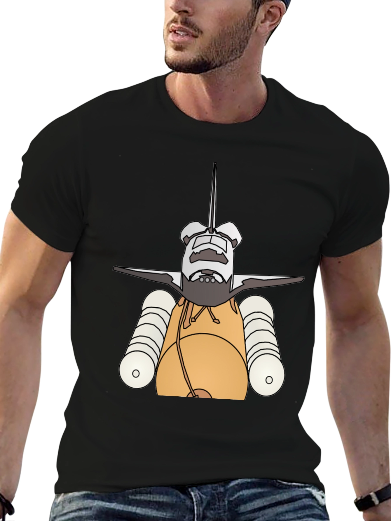 Black Space Shuttle Graphic Tee - Black Cotton view 6