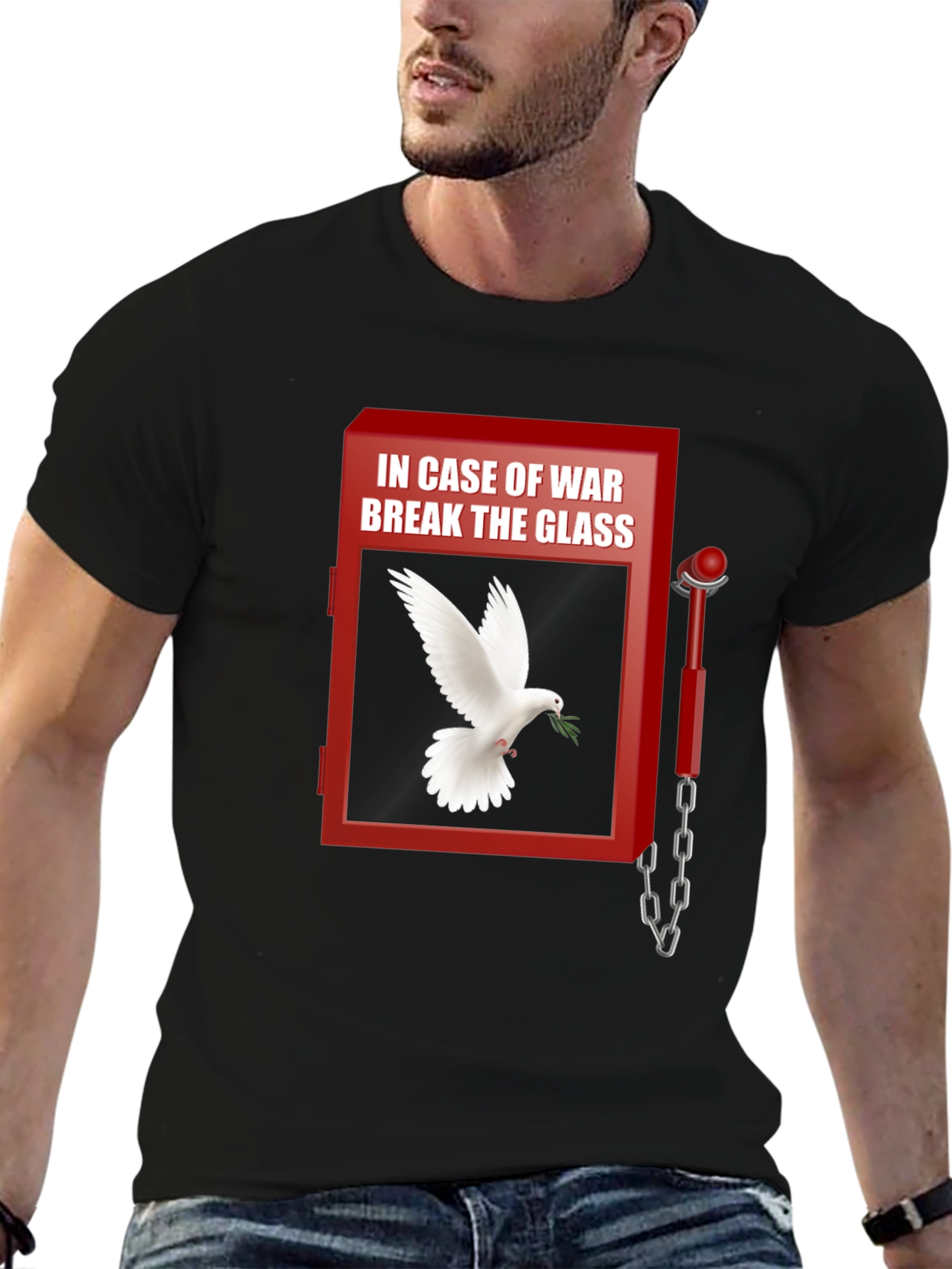 Black Peace Dove T-Shirt - Break Glass In Case of War view 6