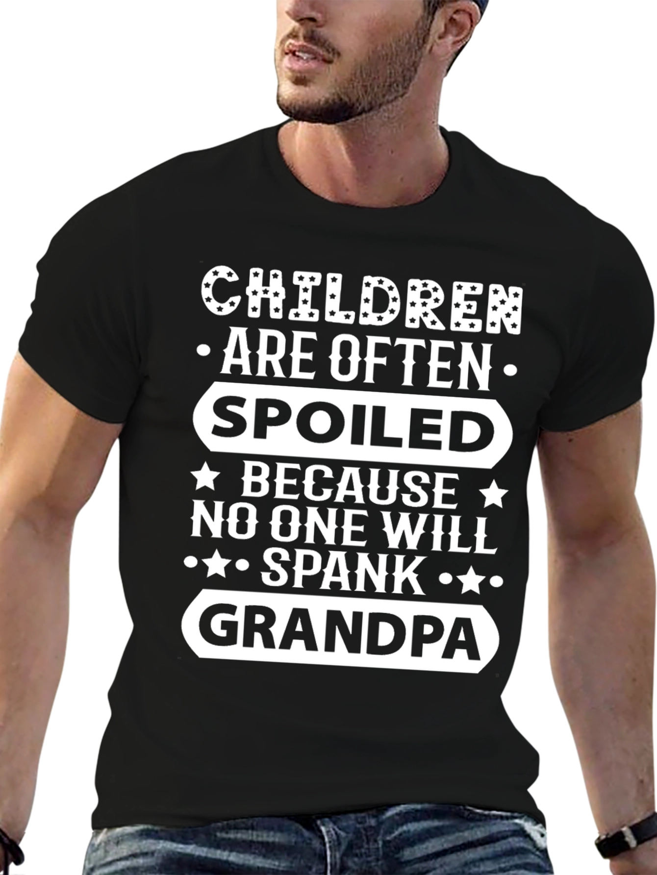 Black Funny Grandpa T-Shirt: Spoiled Children view 6