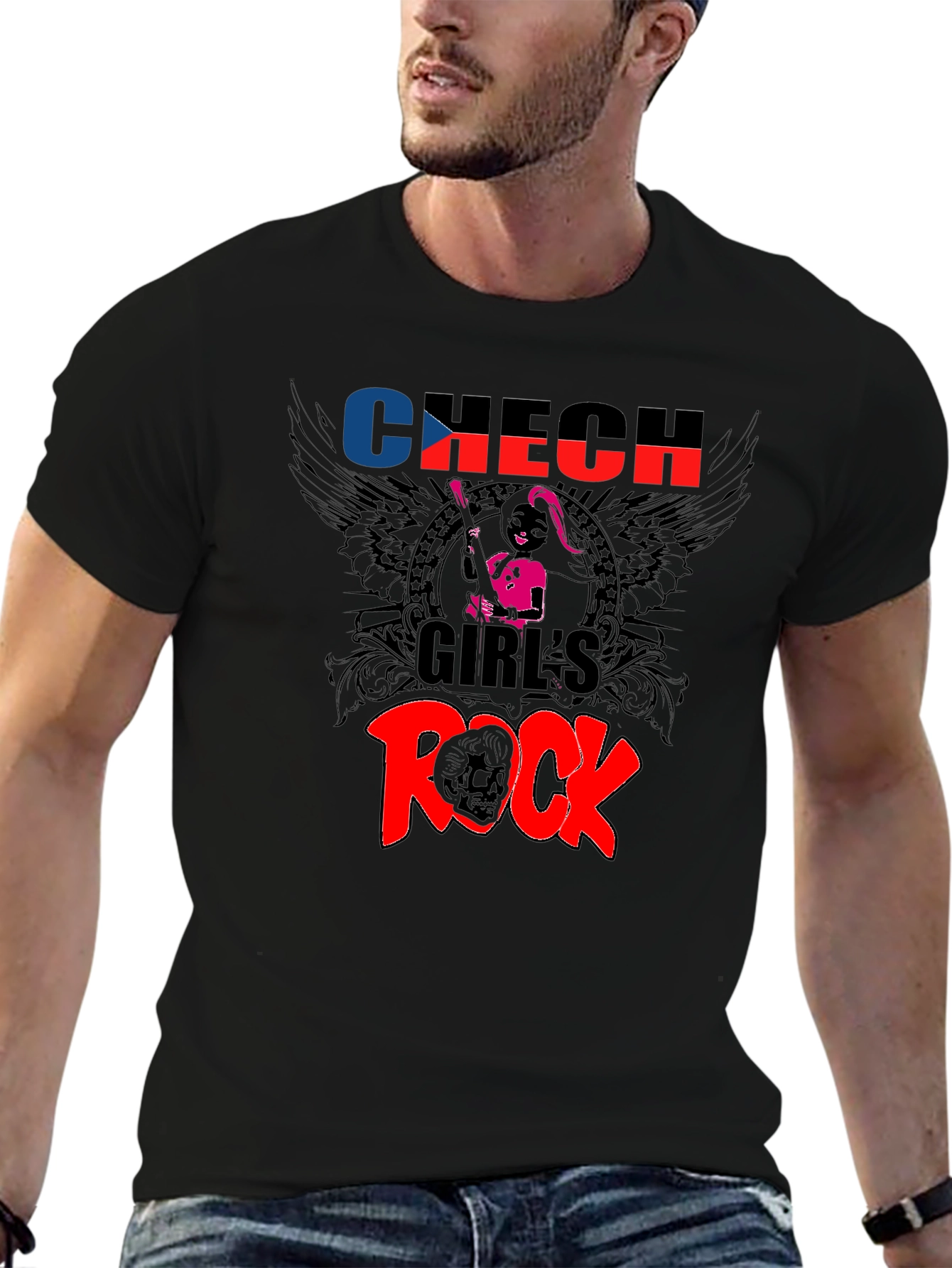 Black Czech Girl's Rock Graphic Tee - Black view 6