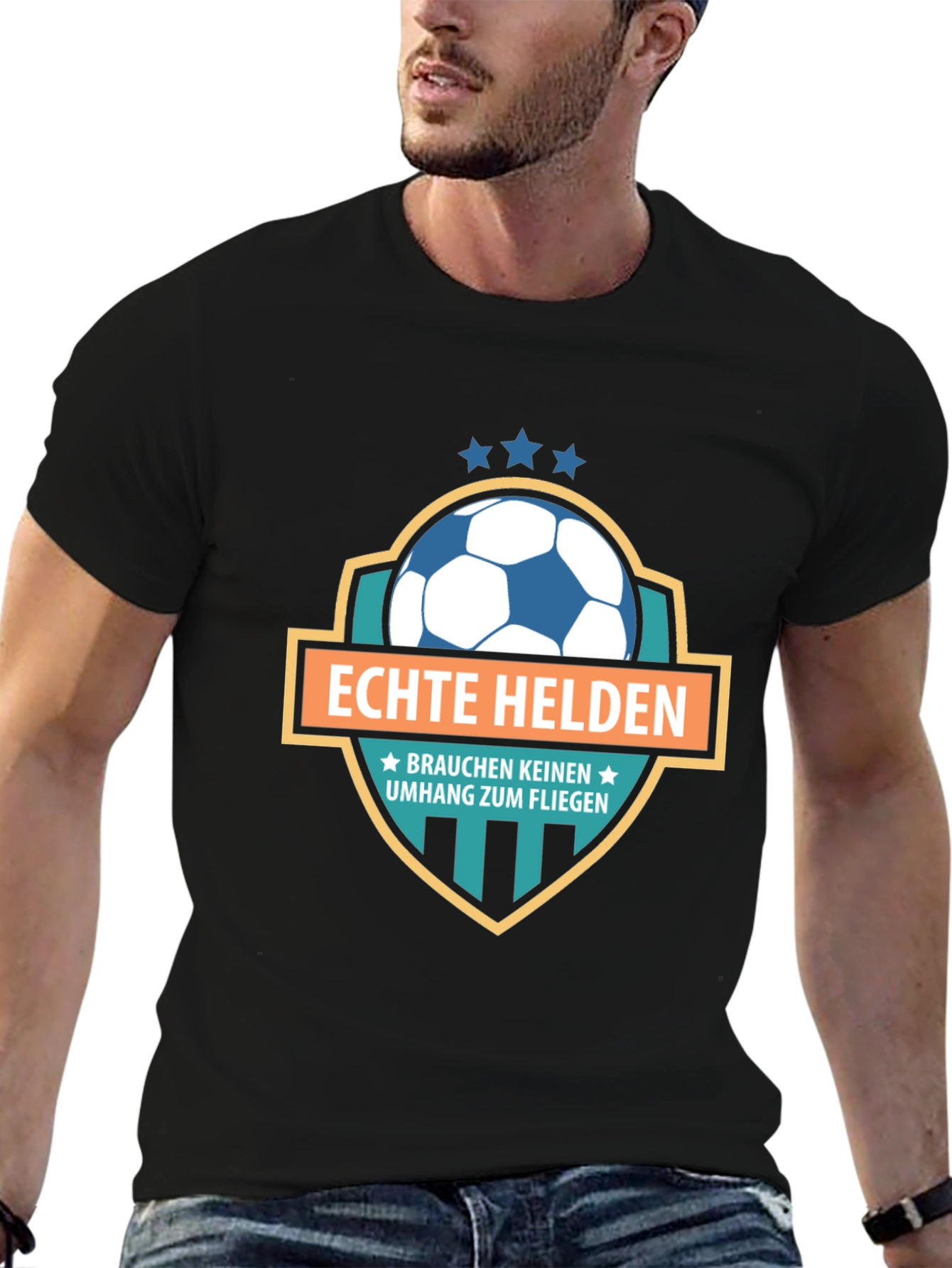 Black Echte Helden Soccer T-Shirt view 6