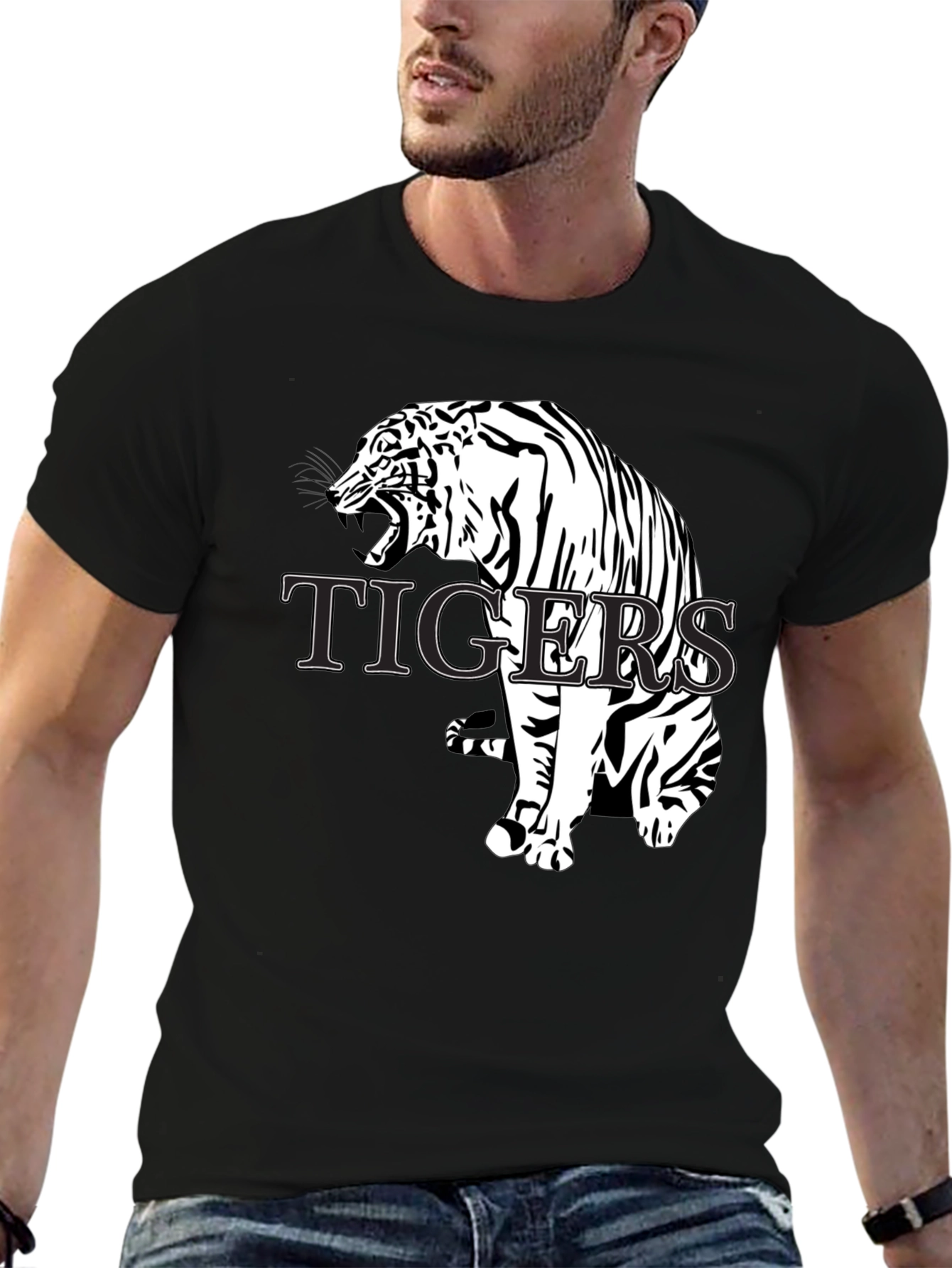 Black Tiger Graphic T-Shirt - Bold Animal Print Tee view 6