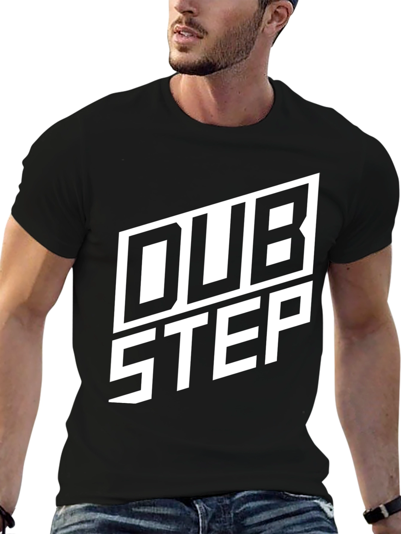 Black Dubstep Graphic Tee - Black Crew Neck view 6