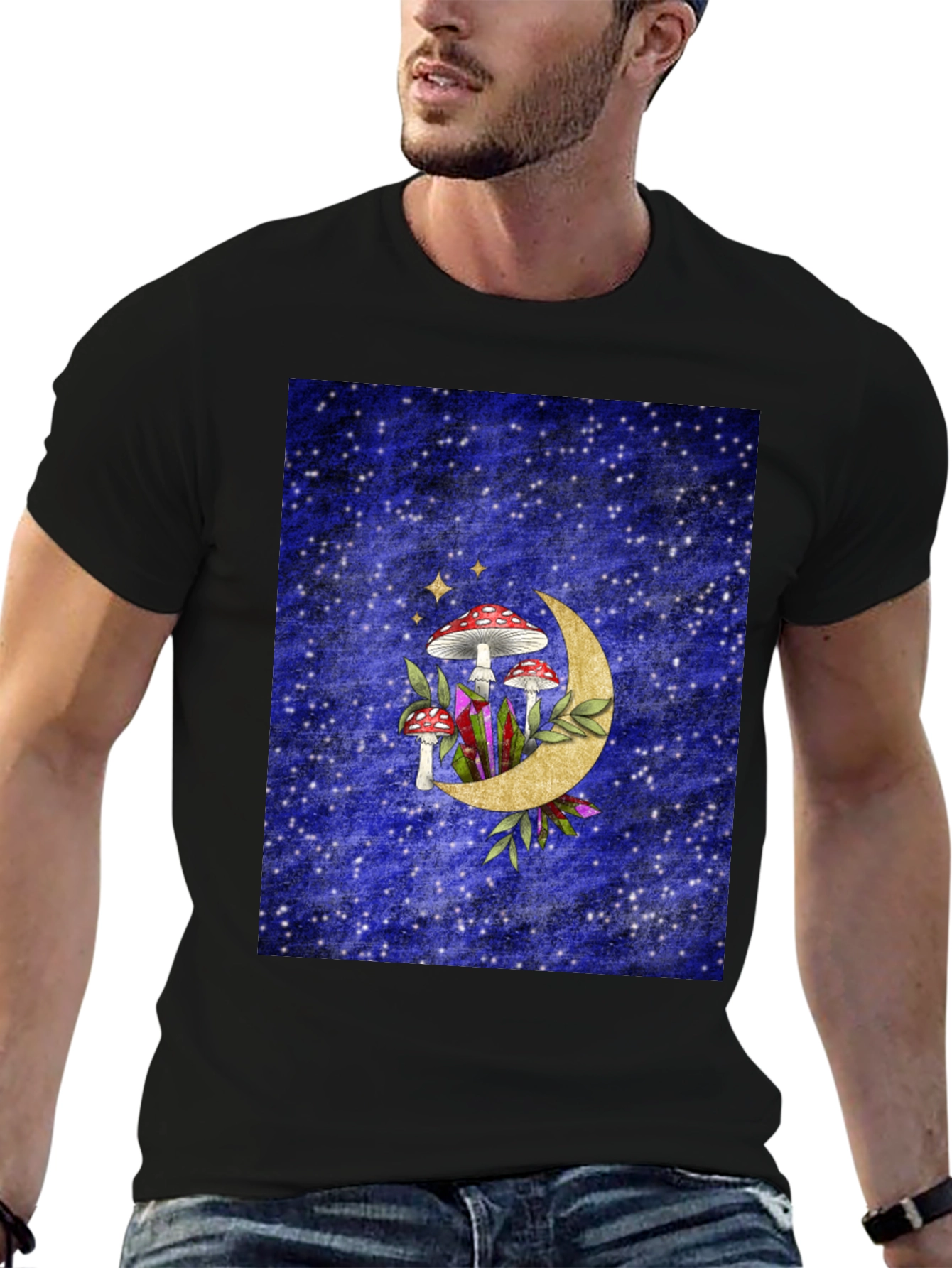 Mushroom Moon Graphic Tee - Mystical Style - 6