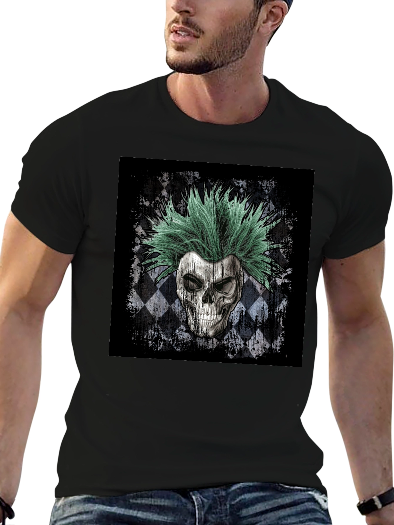 Skull Punk T-Shirt - Men's Black Graphic Tee - 6