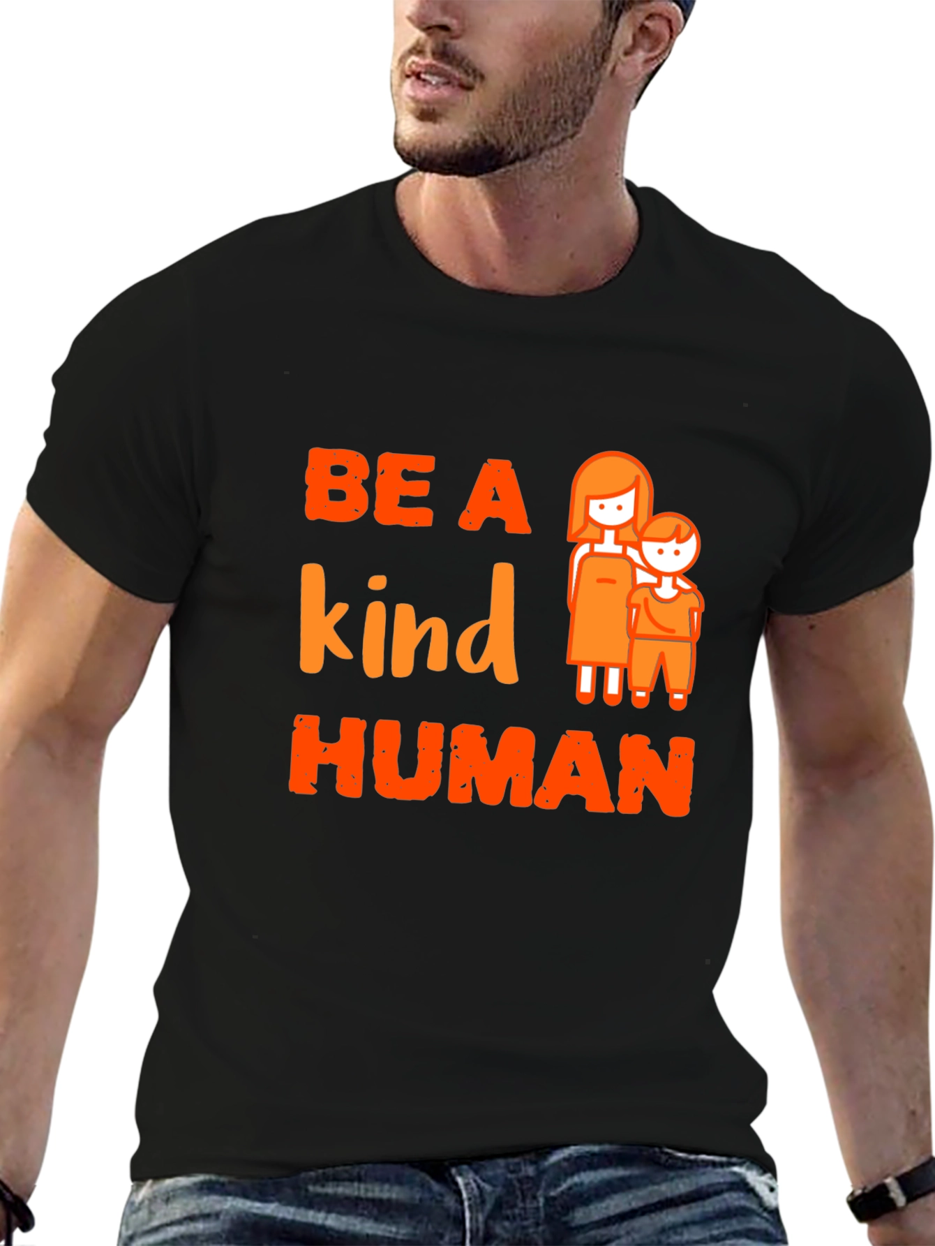 Black Be a Kind Human Graphic Tee view 6