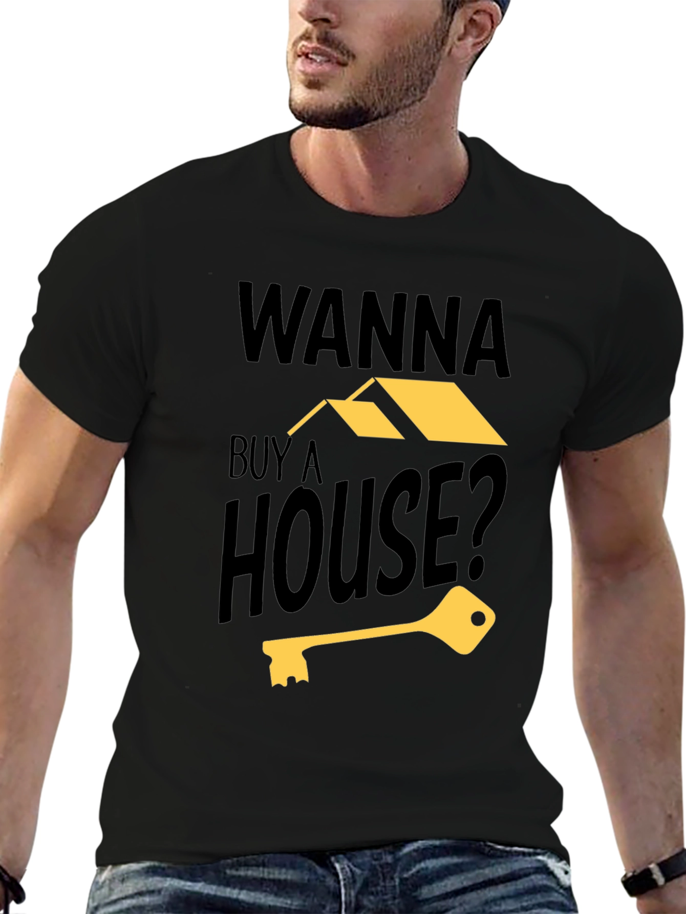 Black Wanna Buy a House? Graphic T-Shirt view 6