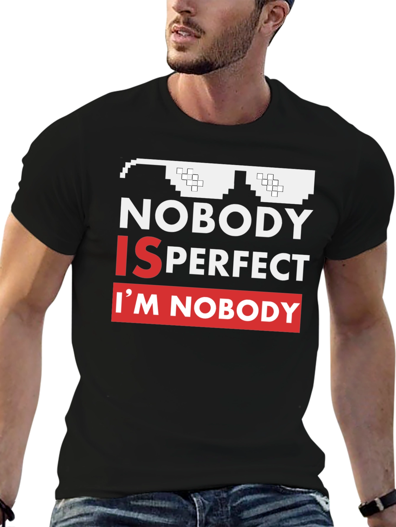 Black Nobody Is Perfect Funny Graphic Tee view 6