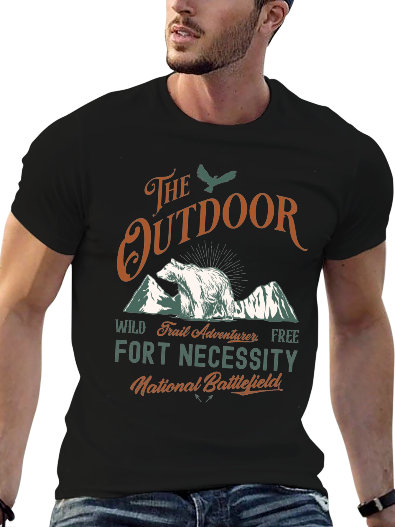 Black Outdoor Adventure Graphic Tee view 6