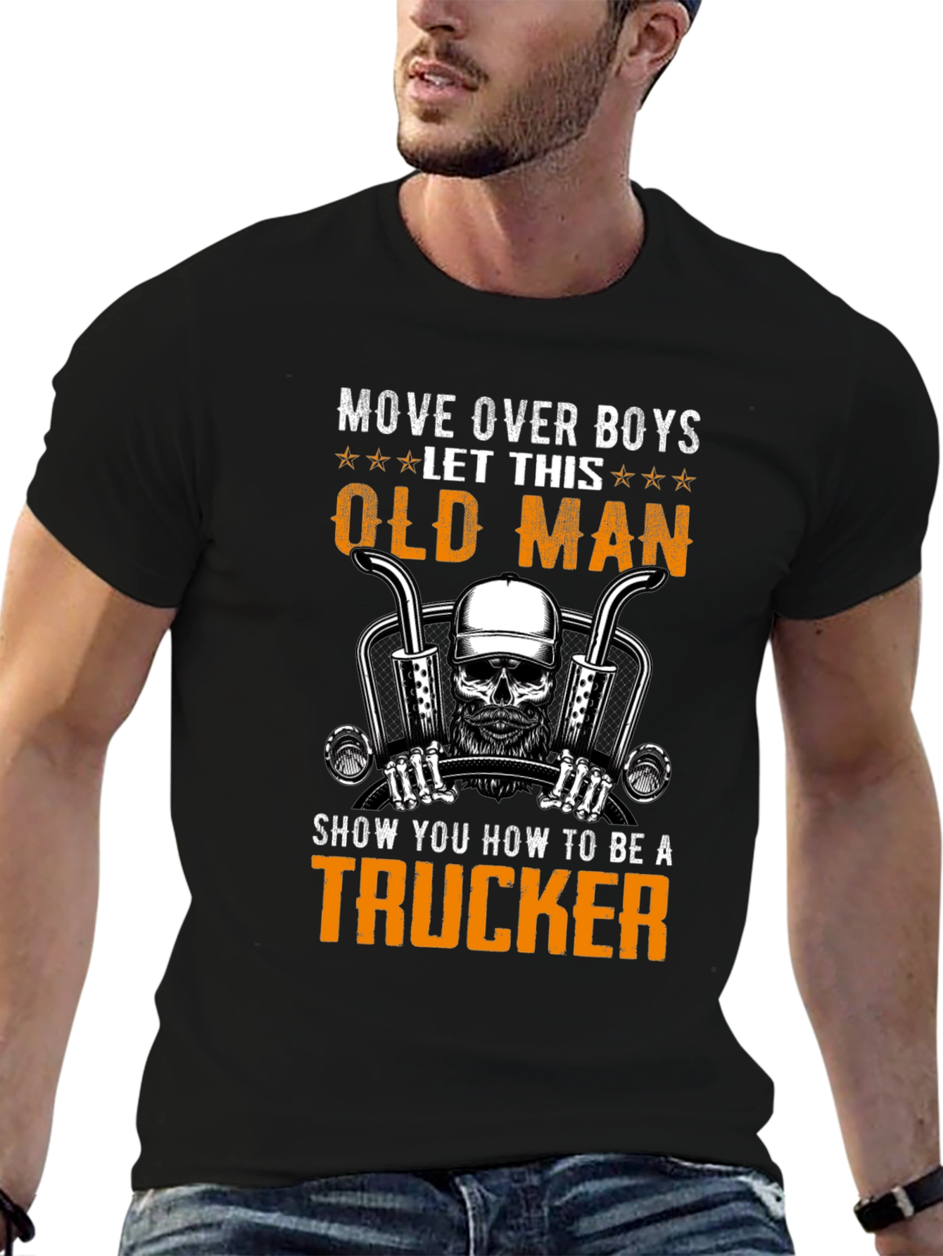 Black Trucker Old Man T-Shirt view 6