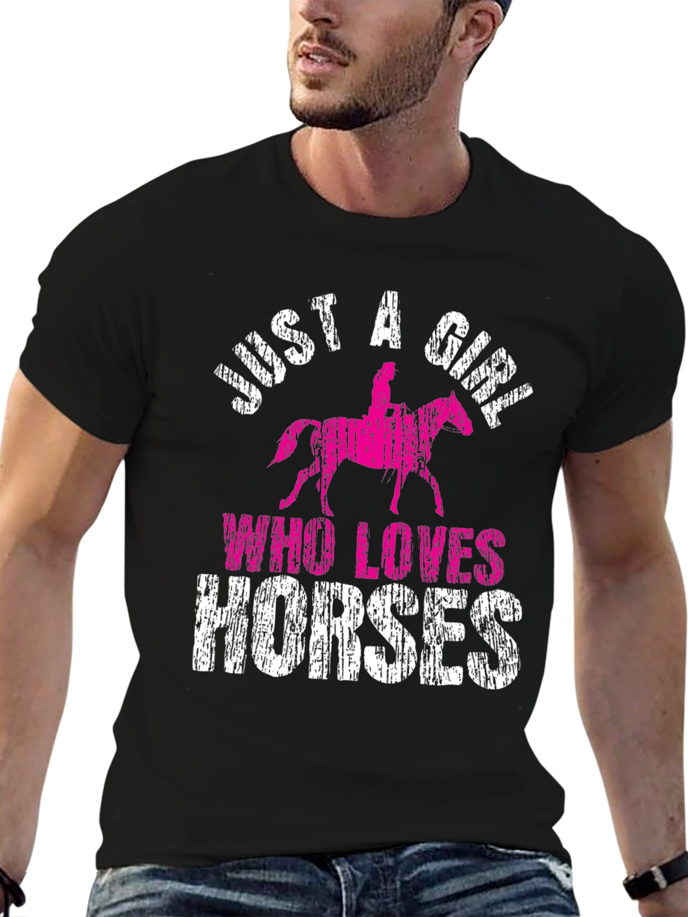 Black Just a Girl Who Loves Horses Black T-Shirt view 6