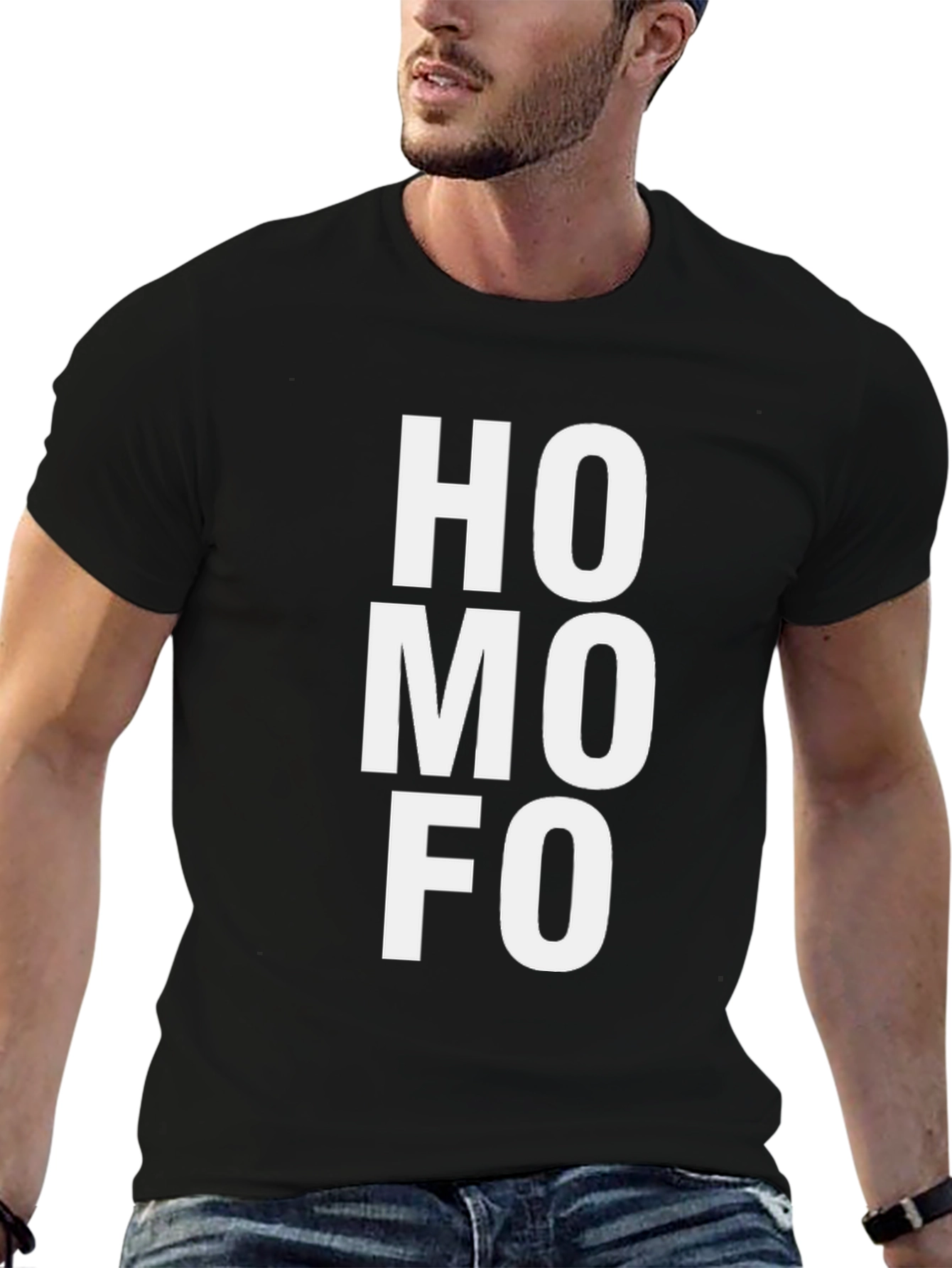 Black HOMOFO Graphic Tee - Bold Statement Shirt view 6