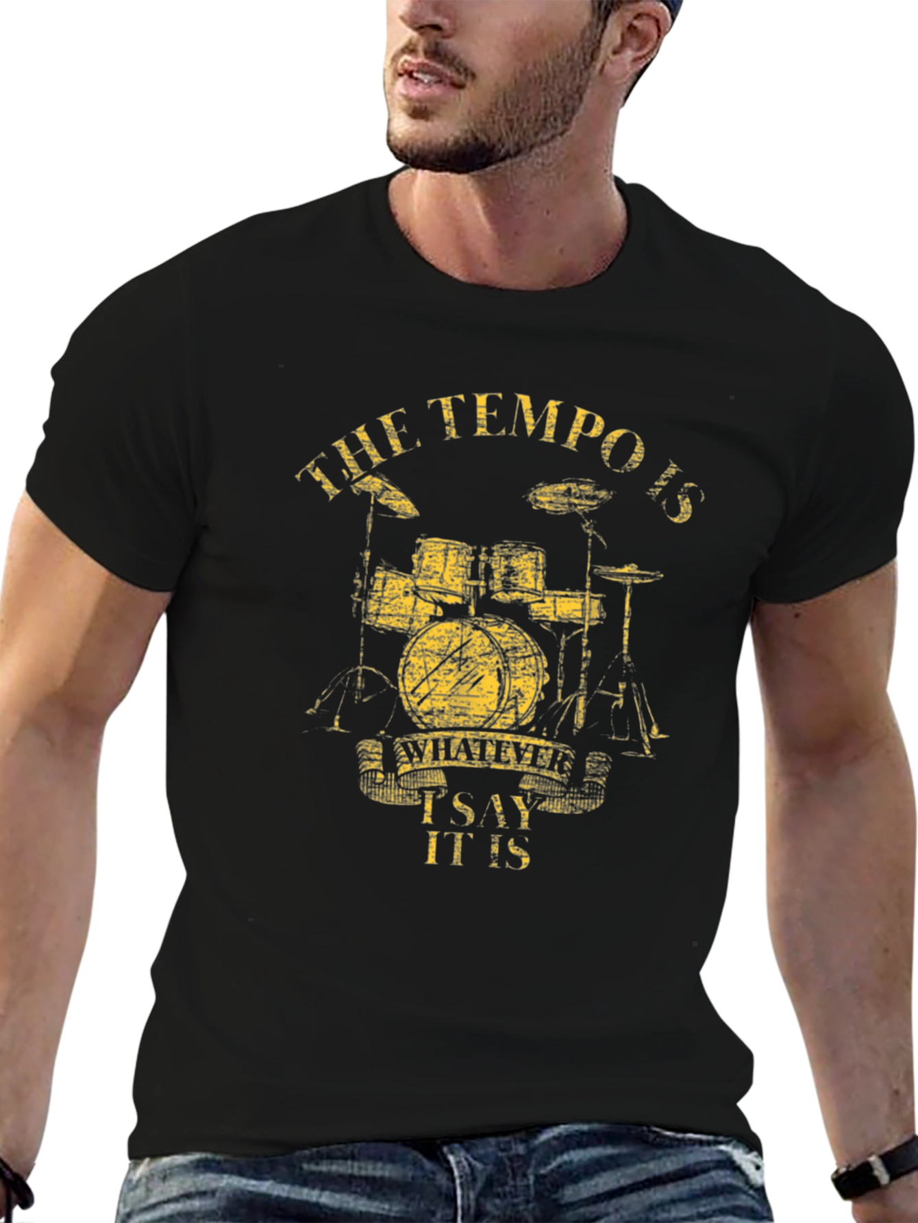 Black Drummer T-Shirt - The Tempo is Whatever I Say It Is - Band Tee view 6