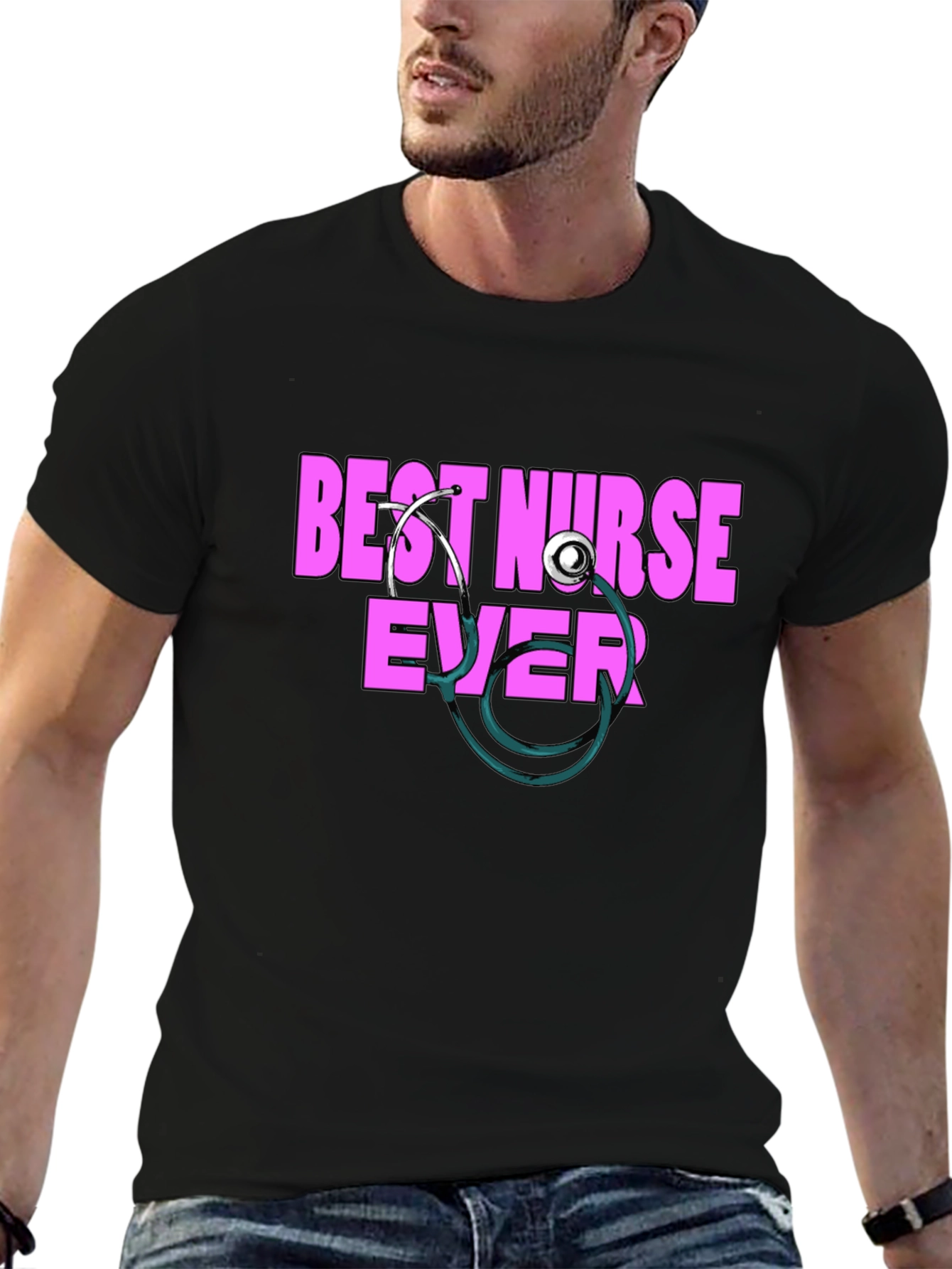 Black Best Nurse Ever T-Shirt - Stylish Medical Apparel view 6