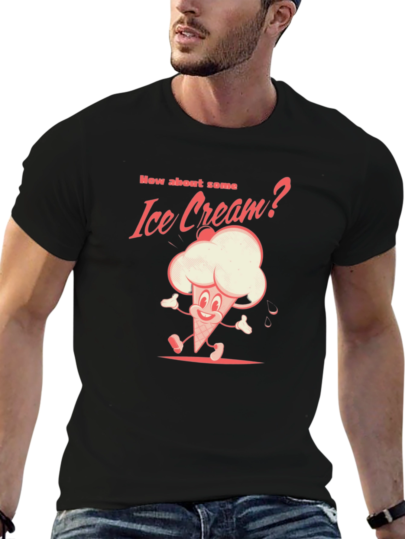 Black Retro Ice Cream T-Shirt - Fun Foodie Tee view 6