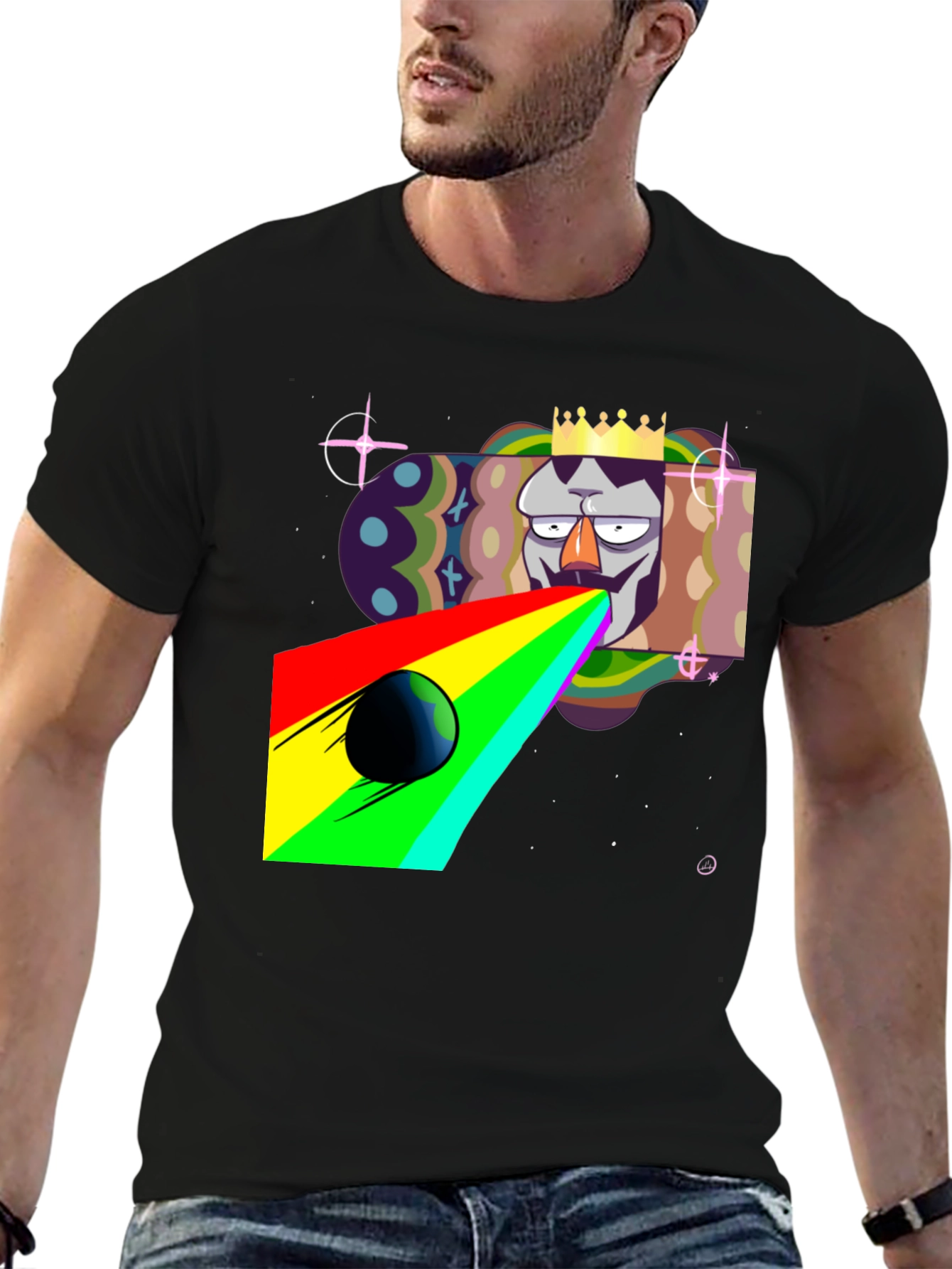 Black King Galaxy Black T-Shirt view 6