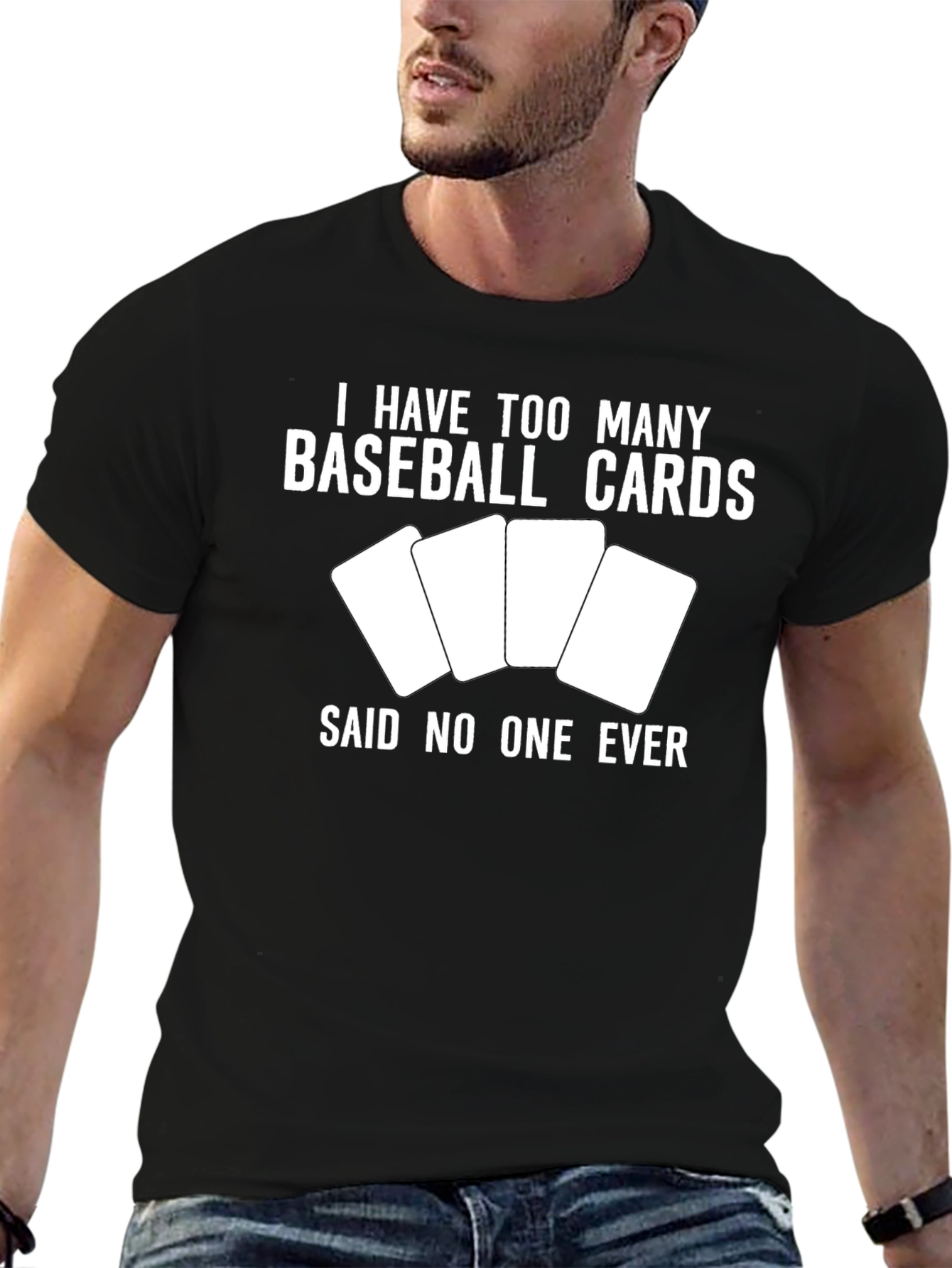 Black Baseball Cards T-Shirt - Collector's Humor view 6
