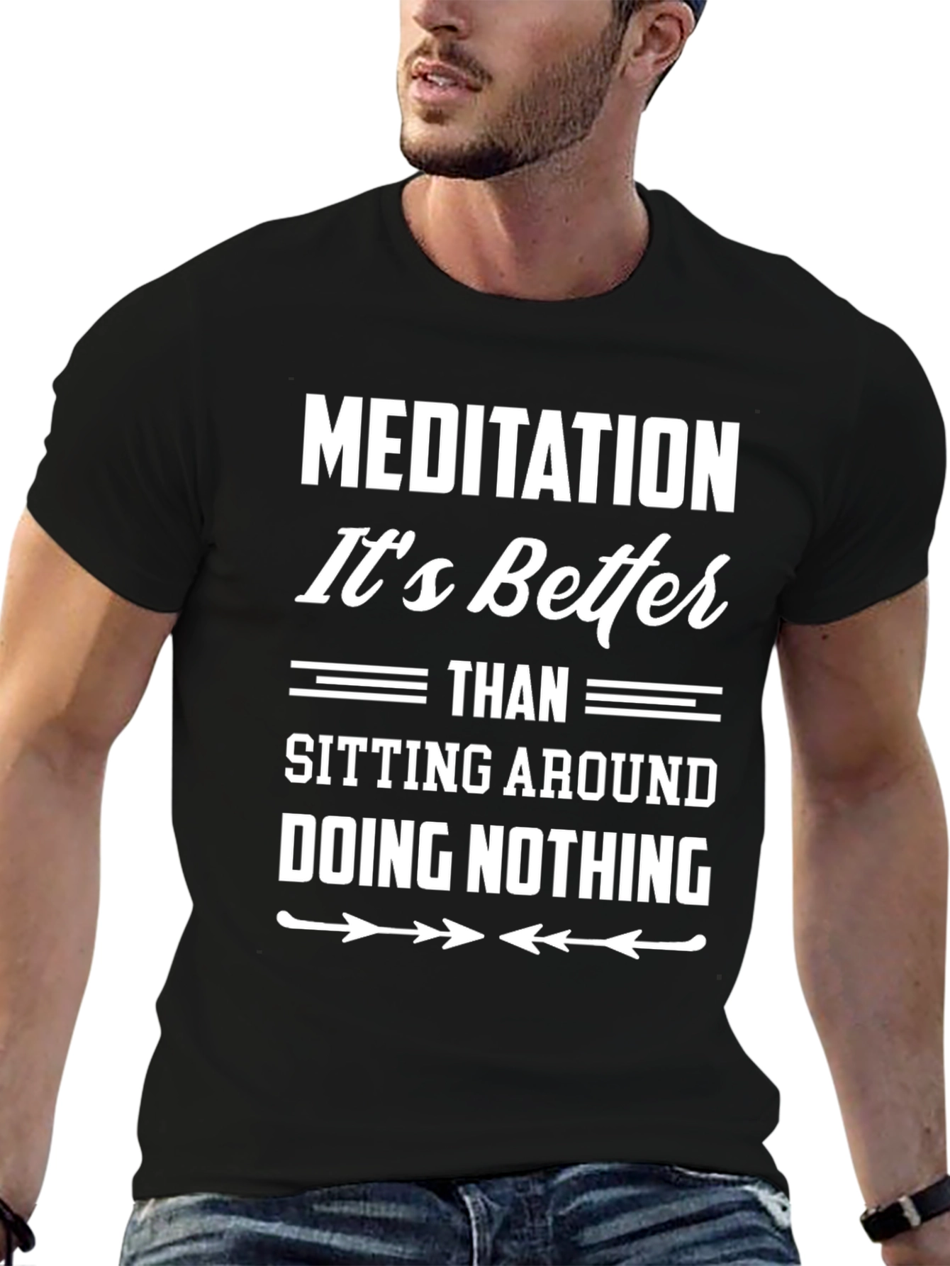Black Meditation Better Than Nothing Graphic T-Shirt view 6