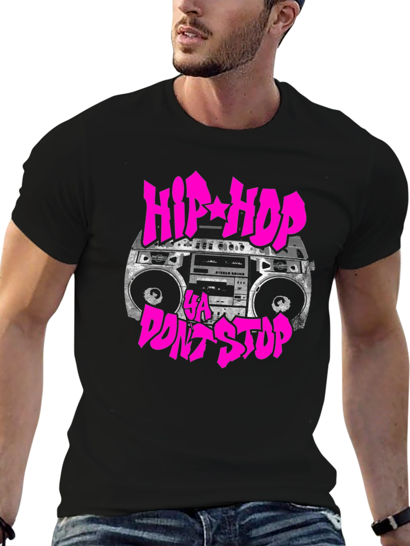 Black Hip Hop Ya Dont Stop Graphic T-Shirt view 6