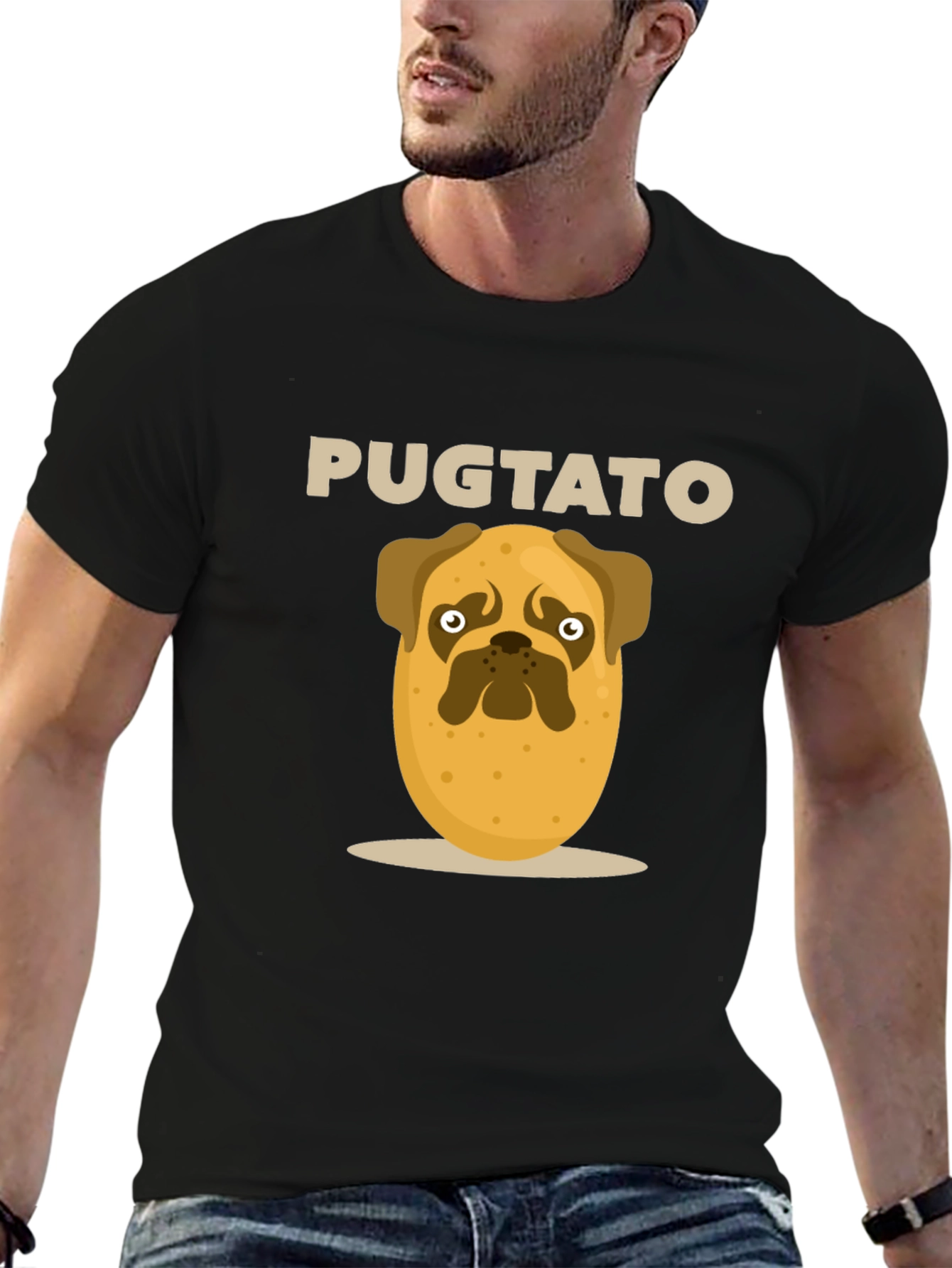 Black Pugtato Funny Graphic Tee view 6
