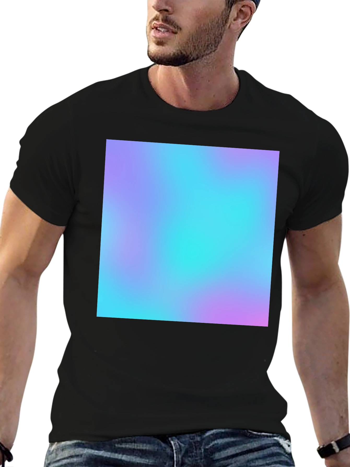 Black Vaporwave Aesthetic T-Shirt - Black Cotton Blend view 6