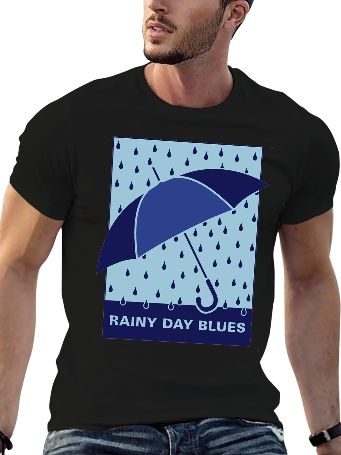 Black Rainy Day Blues Graphic Tee - Stylish & Comfortable view 6