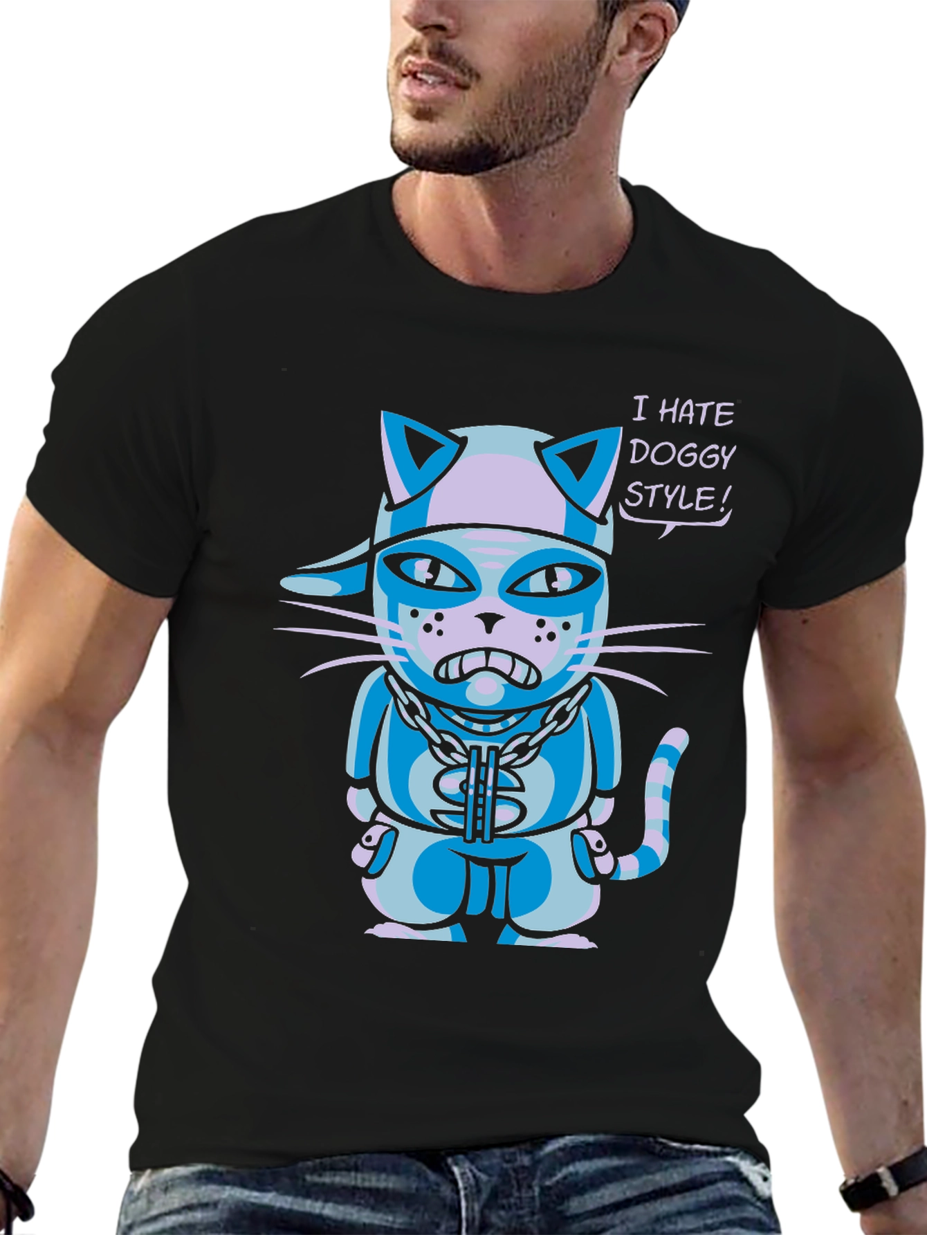 Black I Hate Doggy Style T-Shirt view 6