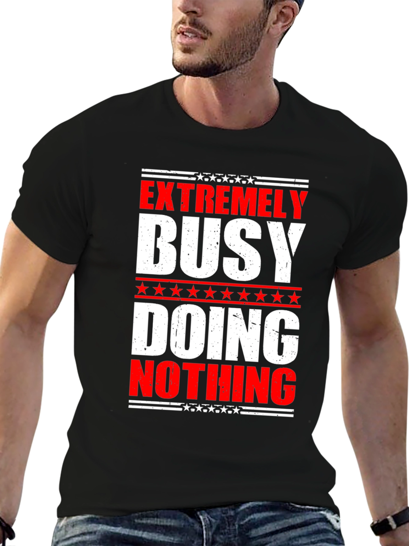 Black Extremely Busy Doing Nothing Graphic Tee view 6