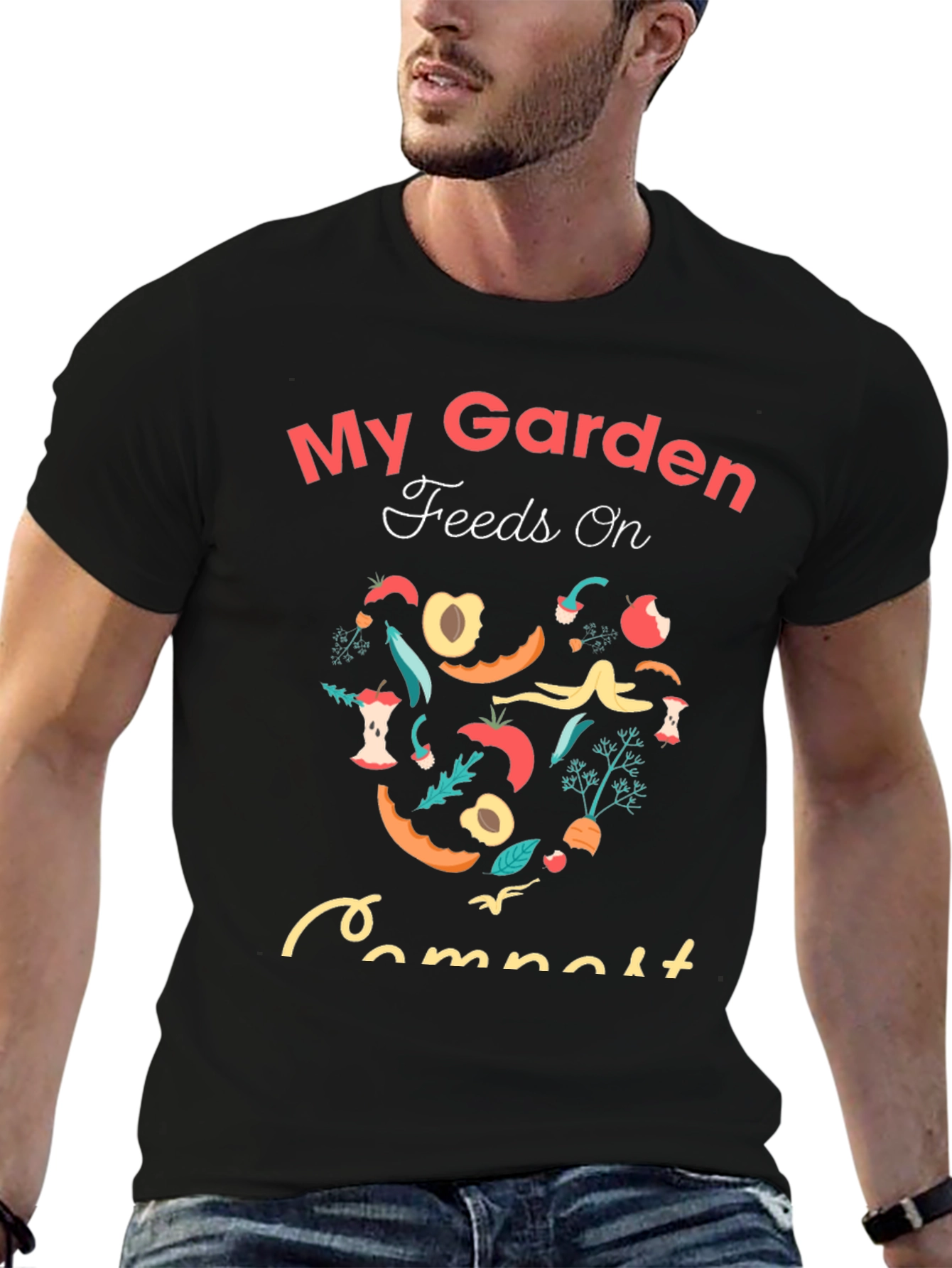 Black My Garden Feeds on Compost T-Shirt view 6