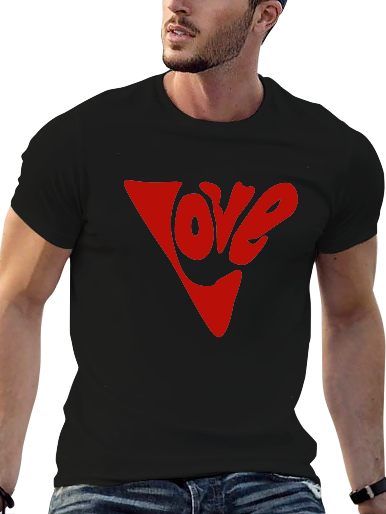 Black Love Graphic Tee - Red Inverted Triangle Print view 6