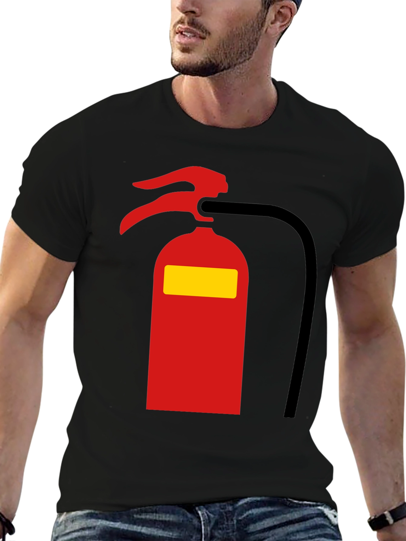 Black Fire Extinguisher Graphic Tee - Novelty T-Shirt view 6