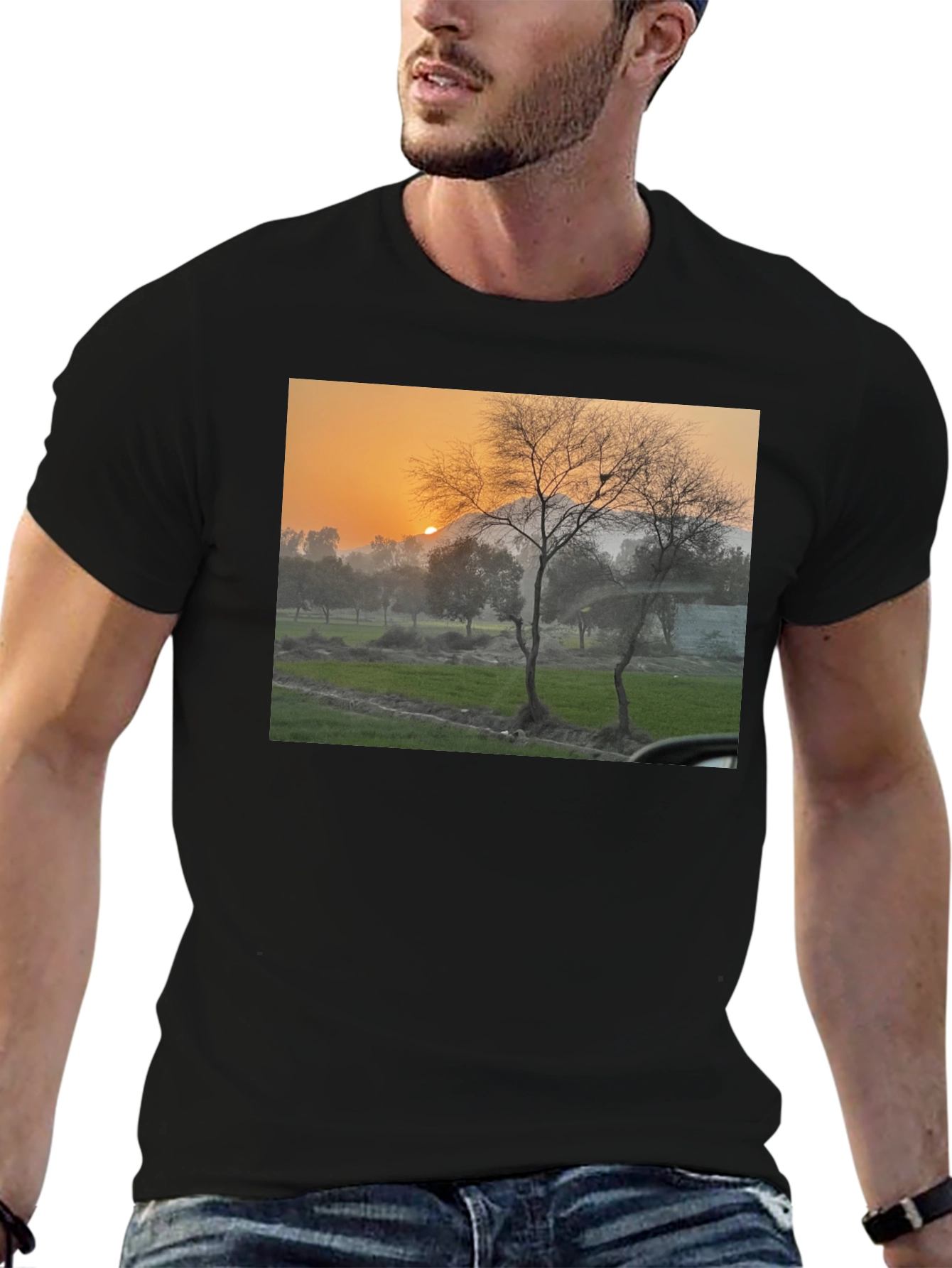 Black Nature Scene Black T-Shirt view 6