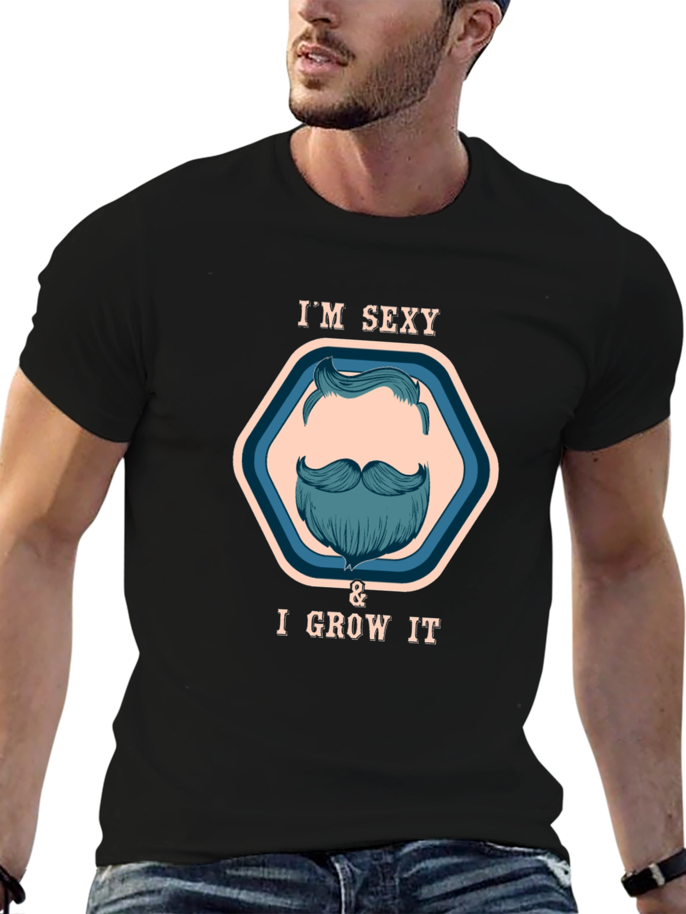 Black I'm Sexy & I Grow It T-Shirt, Funny Beard Shirt view 6