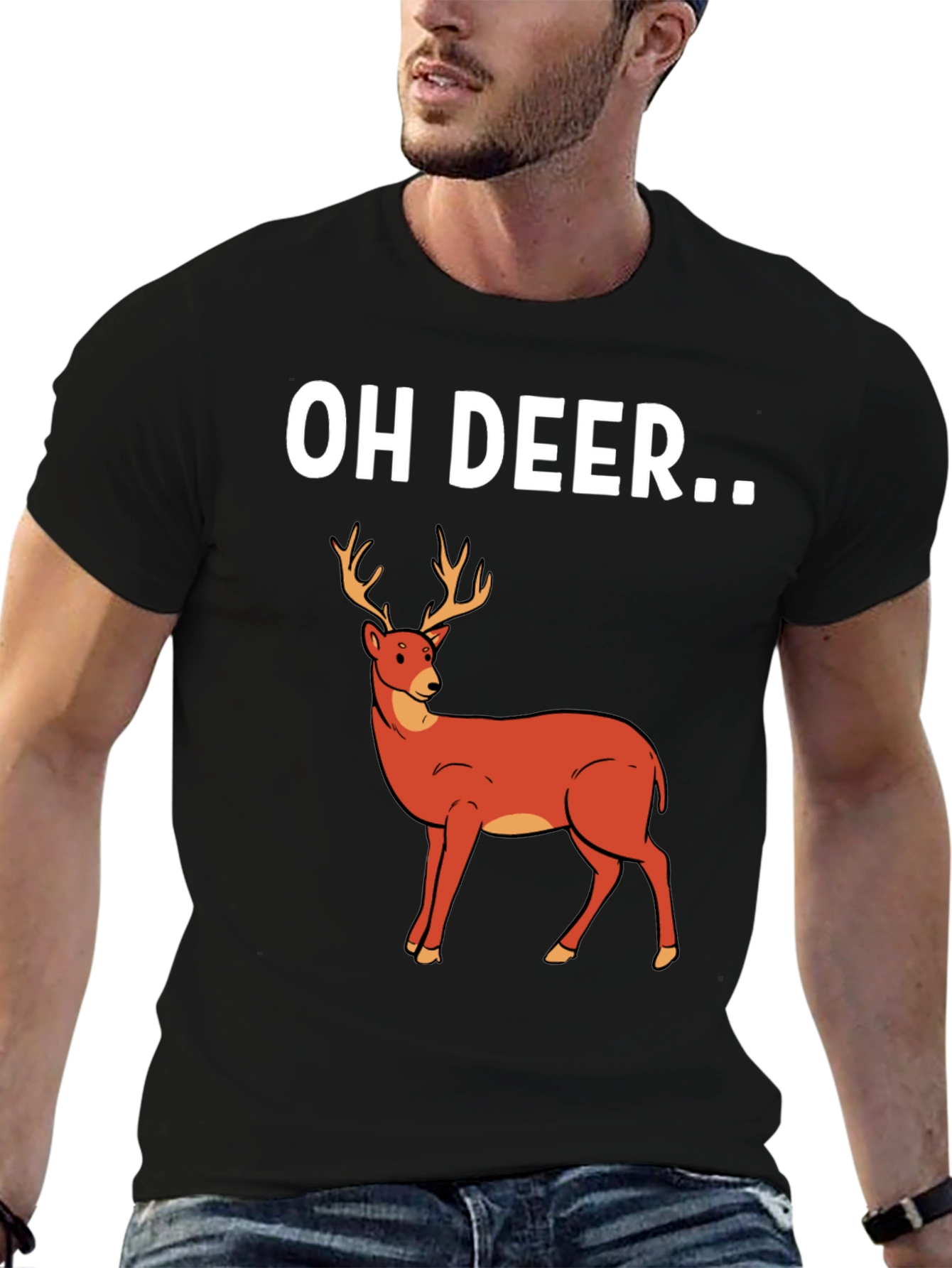 Black Oh Deer Graphic T-Shirt - Novelty Tee view 6