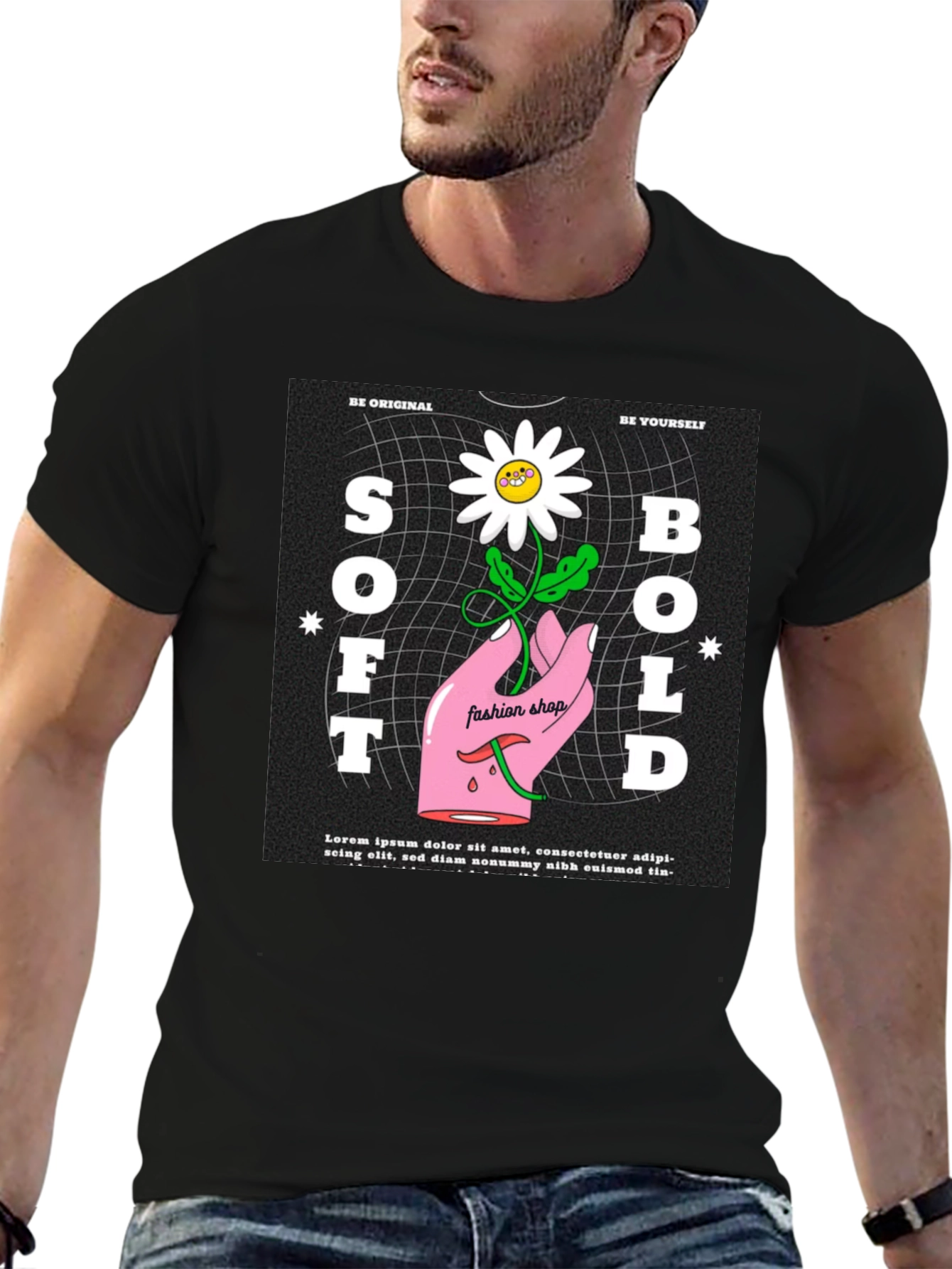 Black Soft & Bold Graphic Tee - Unique Design view 6