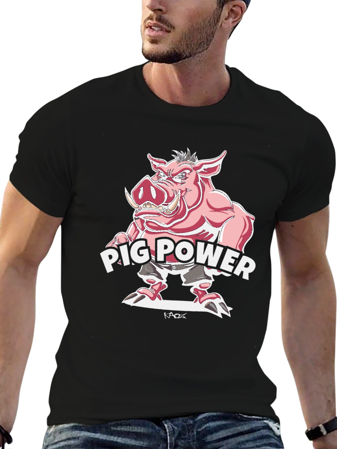 Black Pig Power Graphic Tee - Black view 6