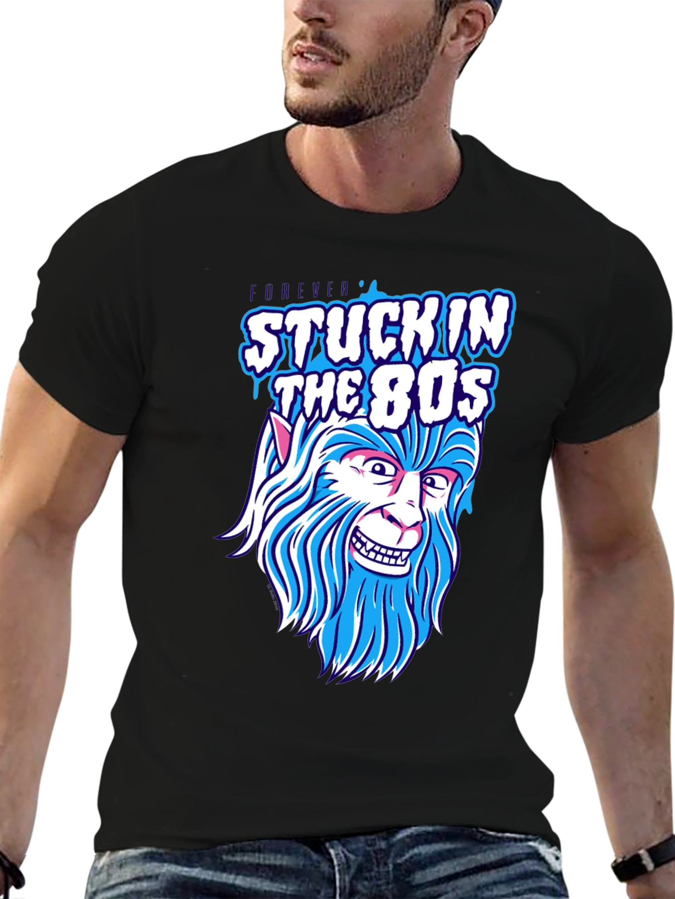 Black Stuck in the 80s Werewolf Graphic Tee view 6