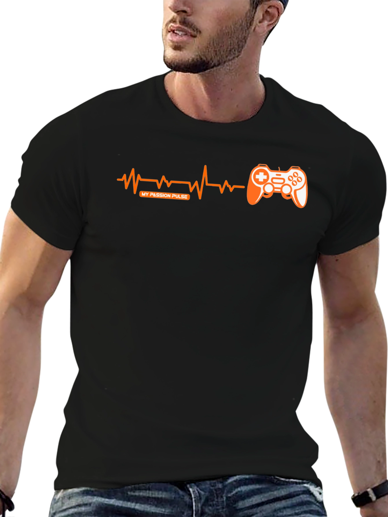 Black Gamer Pulse T-Shirt - My Passion Pulse Gaming Tee view 6