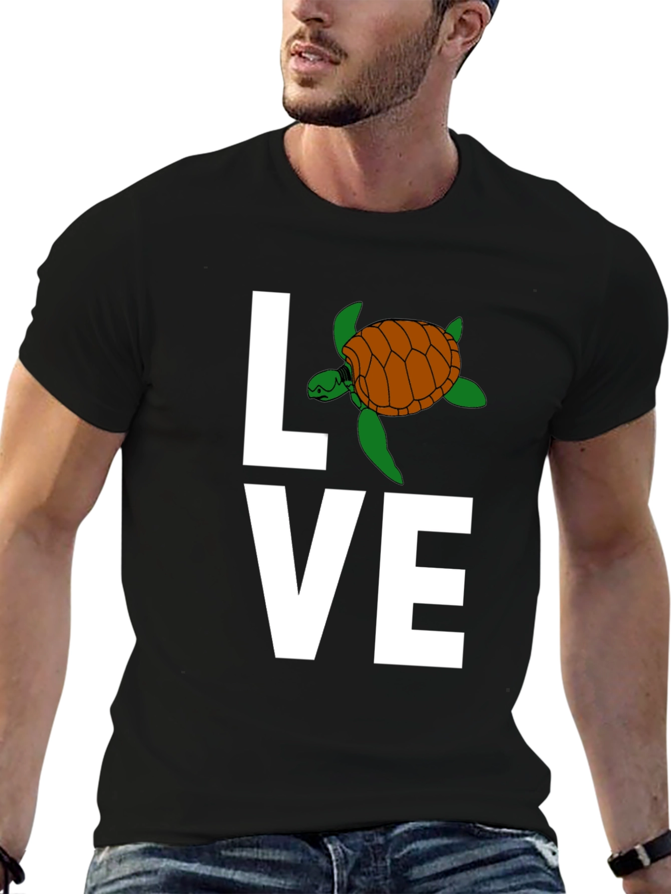 Black Love Turtle Graphic T-Shirt - Stylish Crew Neck Tee view 6