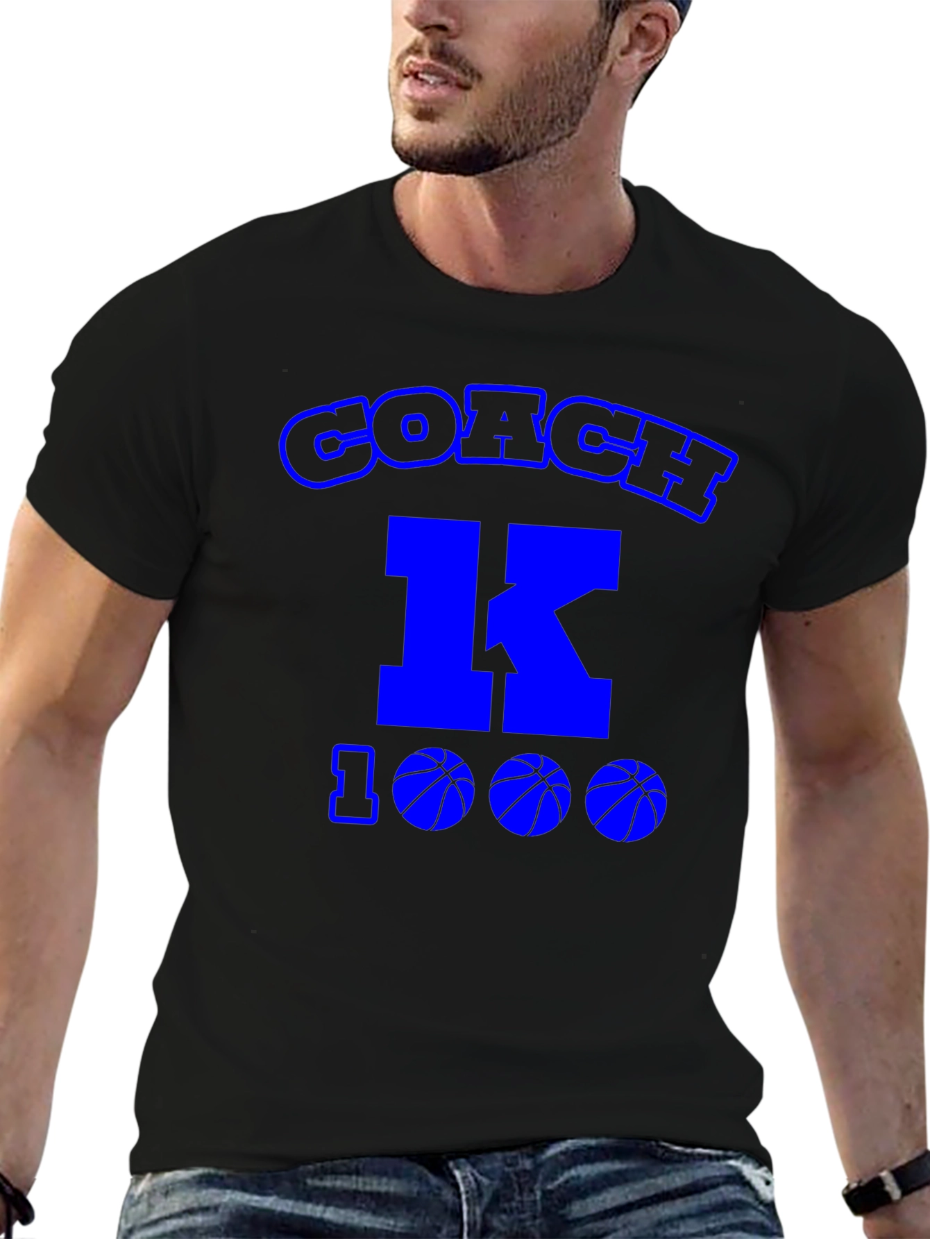 Black Coach K 1000 Wins Basketball T-Shirt view 6