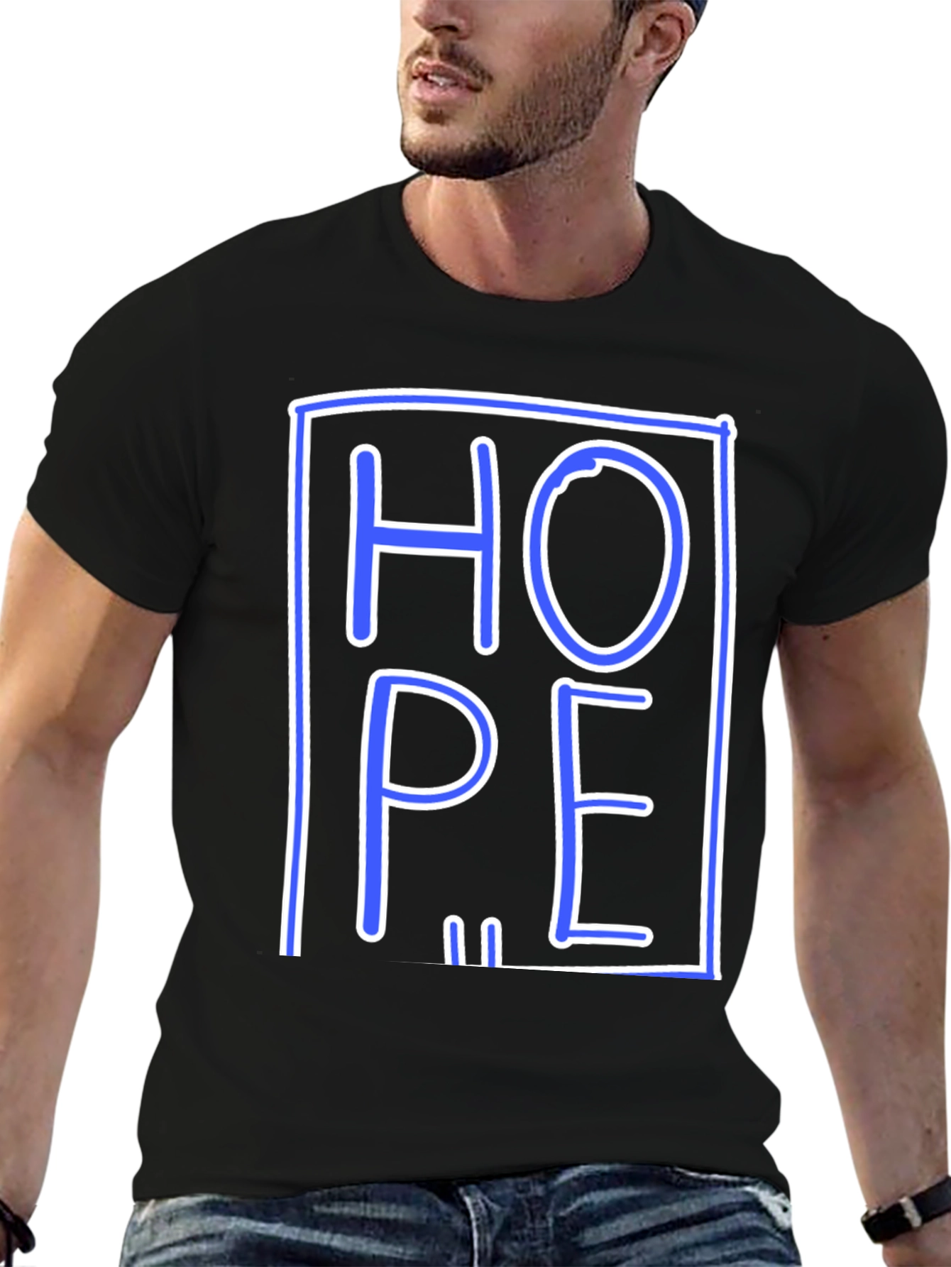 Black Hope Graphic Tee - Unisex Black Short Sleeve T-Shirt view 6