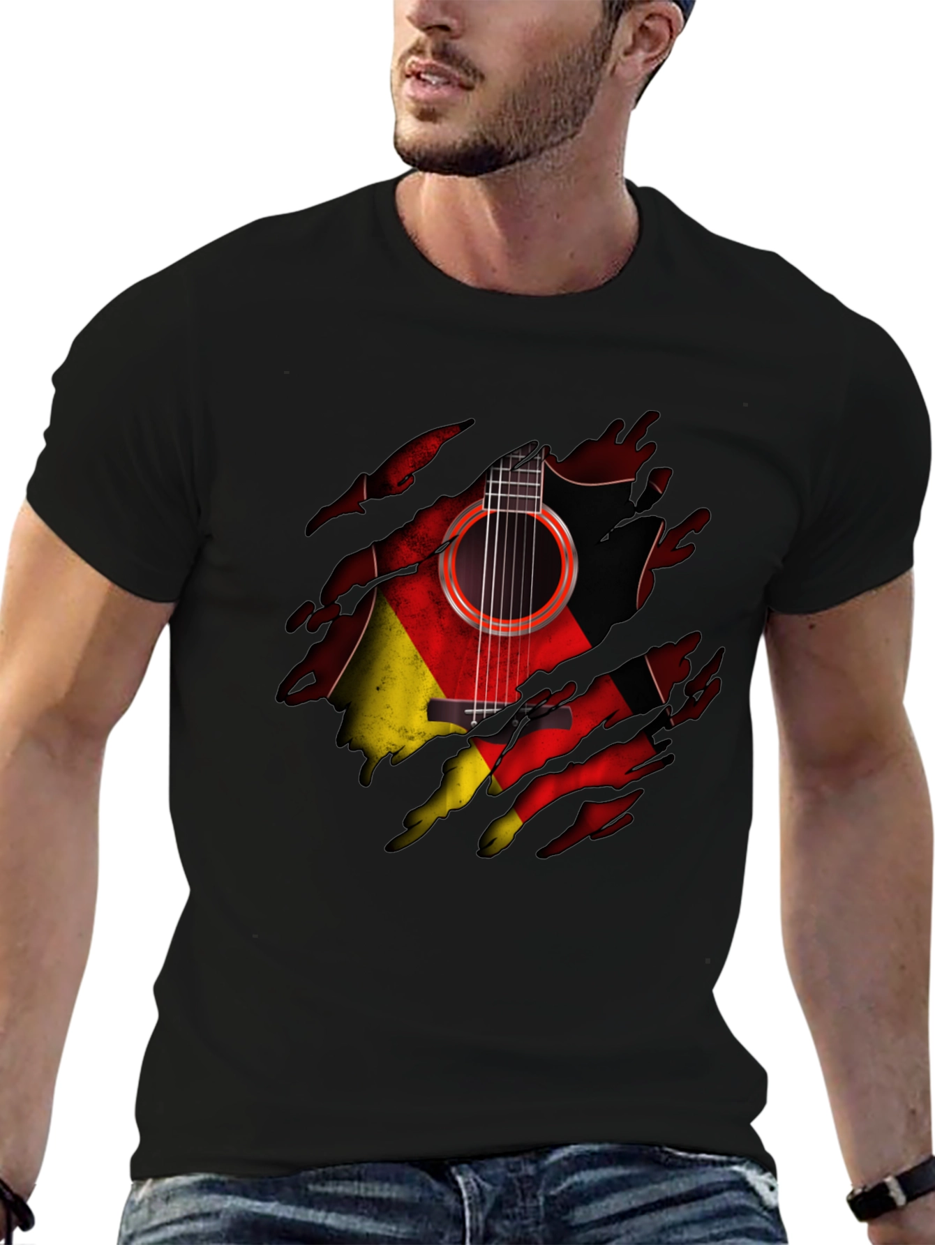 Guitar Germany Flag Ripped T-Shirt - 6