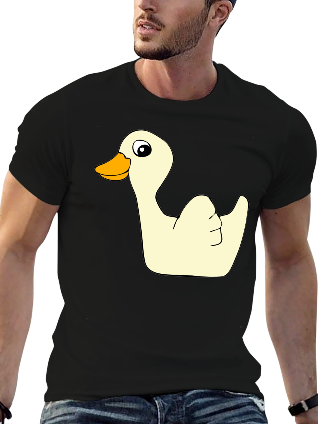 Black Funny Duck Graphic Black T-Shirt view 6