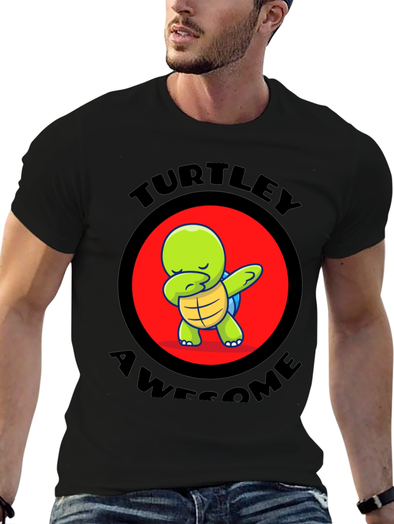 Black Turtley Awesome Turtle Dabbing T-Shirt view 6