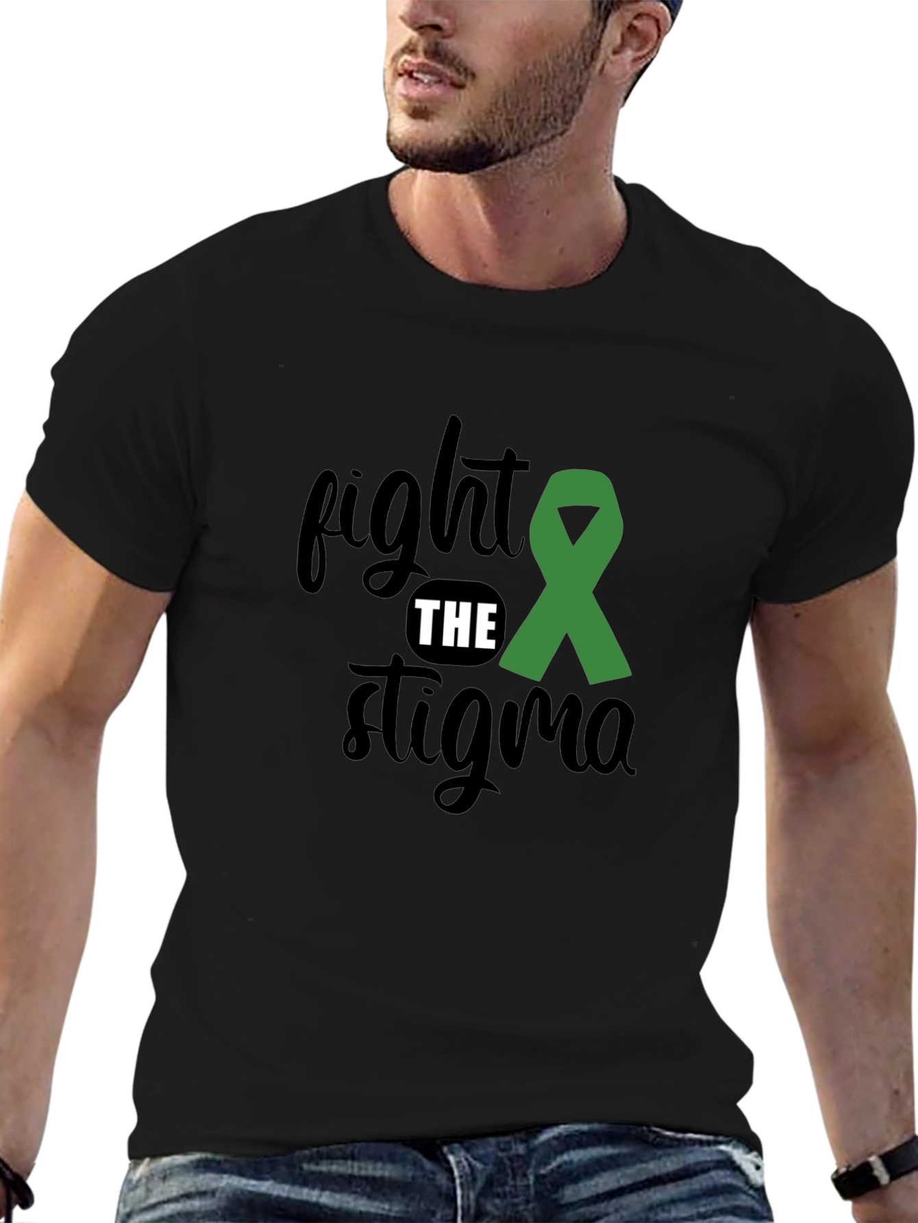 Black Fight the Stigma Awareness T-Shirt view 6