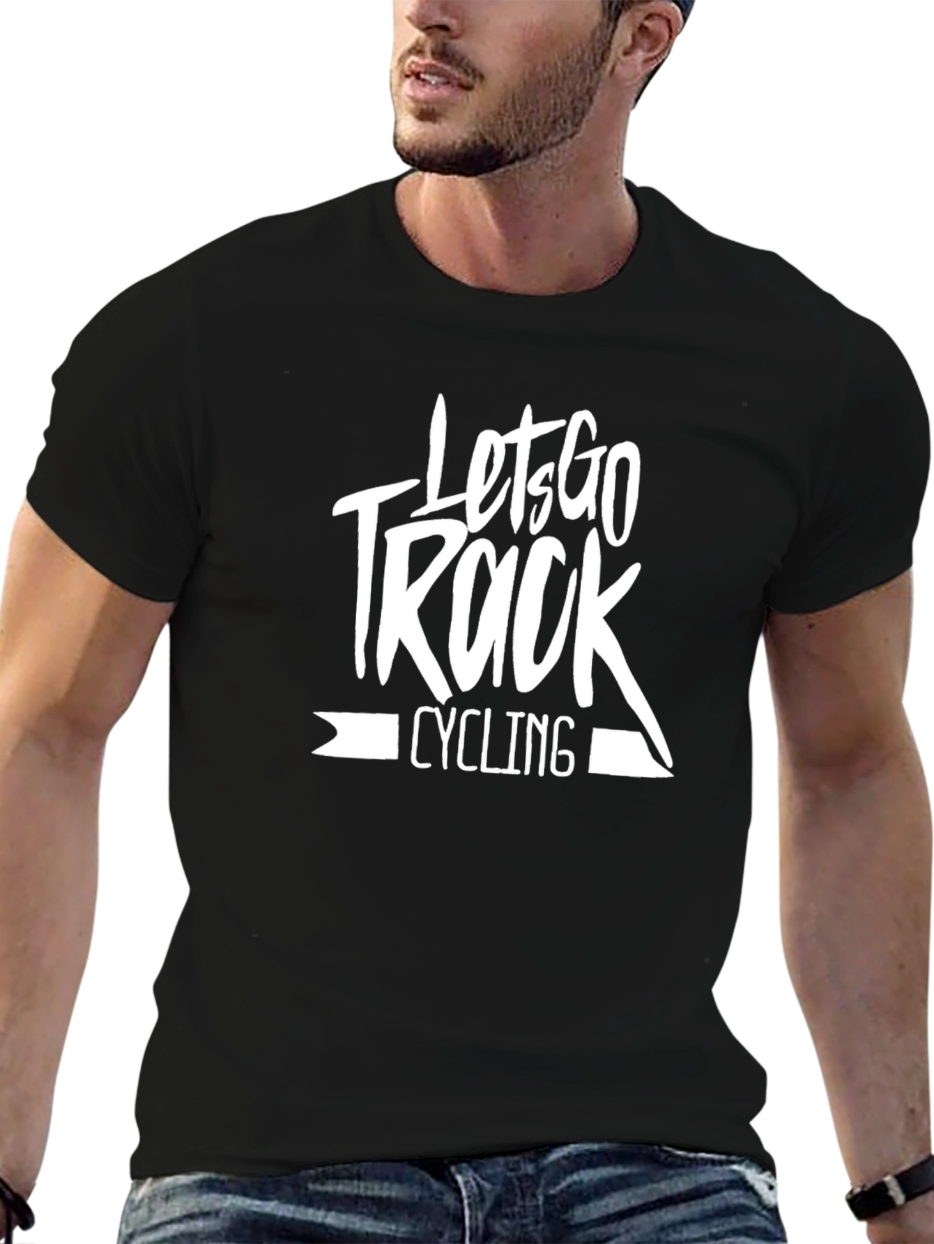 Black Let's Go Track Cycling T-Shirt view 6
